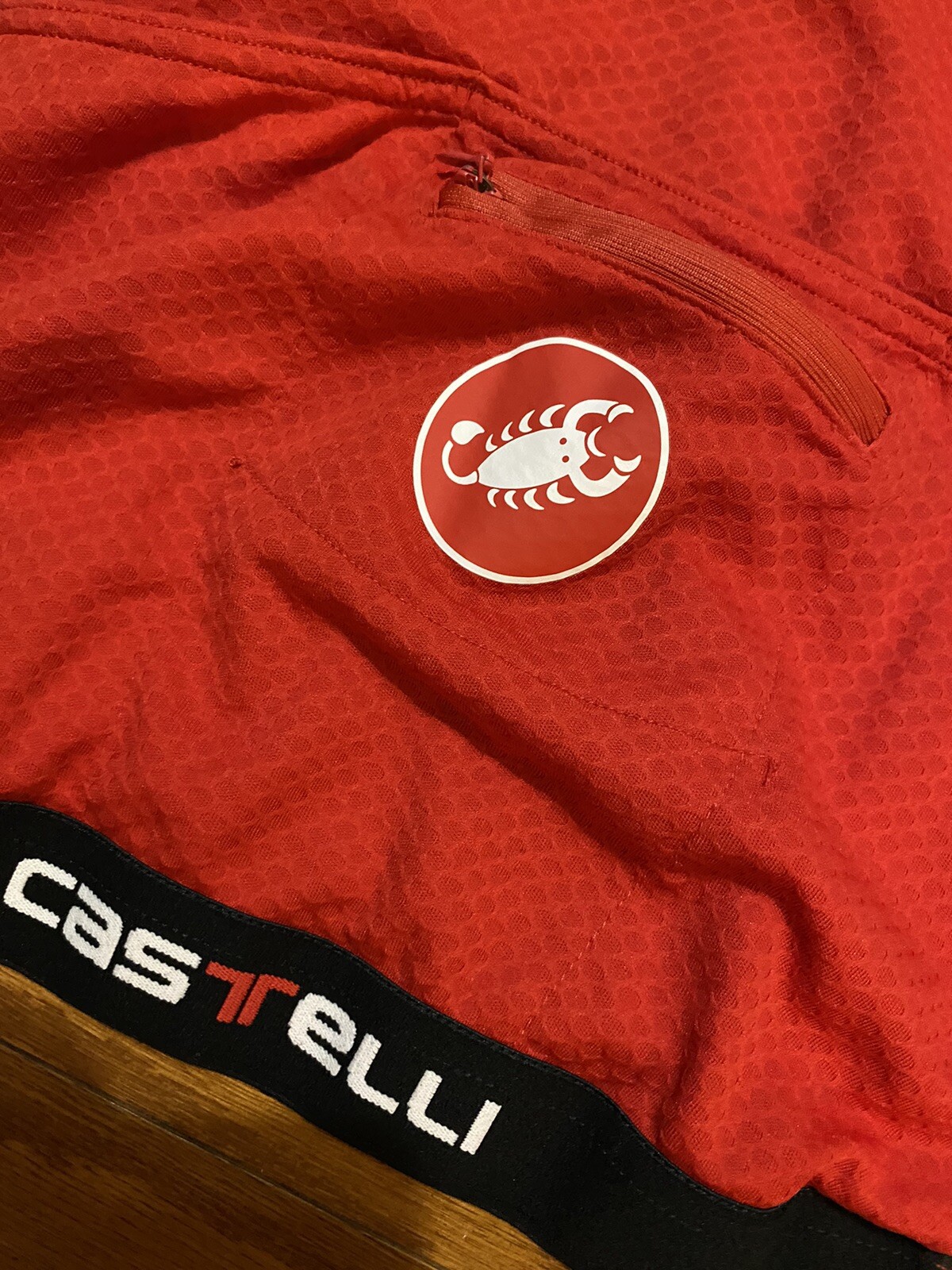 Castelli Cycling Jersey Shirt Adult Large Red 100% Polyester Pockets Italy