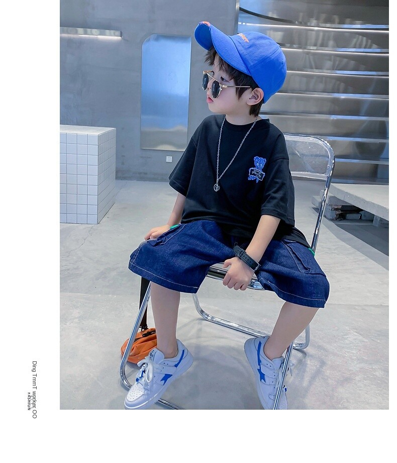 Glow-in-the-dark Boy Cotton T-shirt Summer 2025 New Short Sleeve Summer Designer