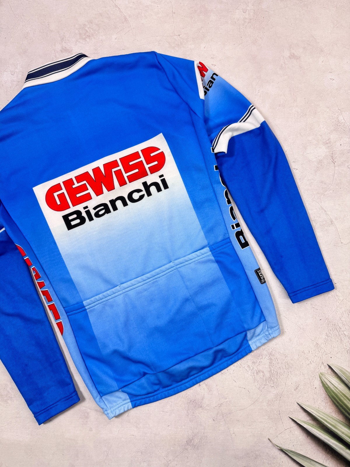 Vintage 1989 Santini Gewiss Bianchi Team Cycling Jersey LS Diadora size M-L