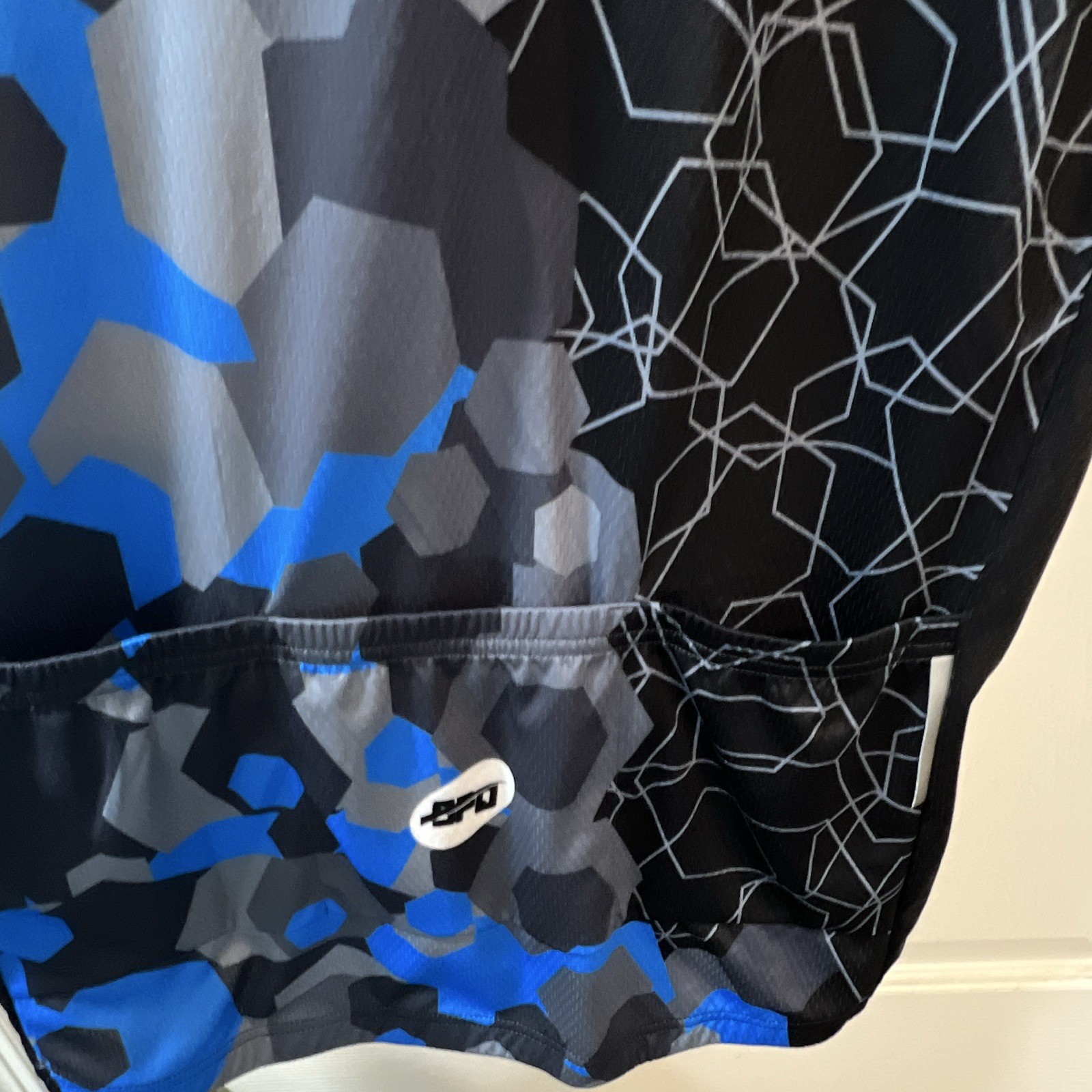 SPONEED Men’s Cycling Jersey 2XL Black/Blue/Gray Short Sleeve Full Zip Pockets
