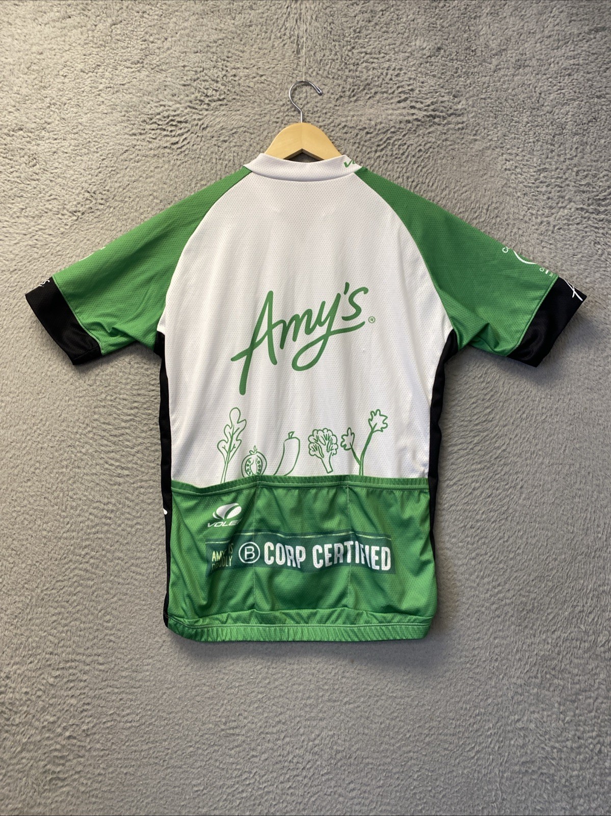 Voler Cycling Jersey Mens Size M/L White Green Amy’s Zip /0825