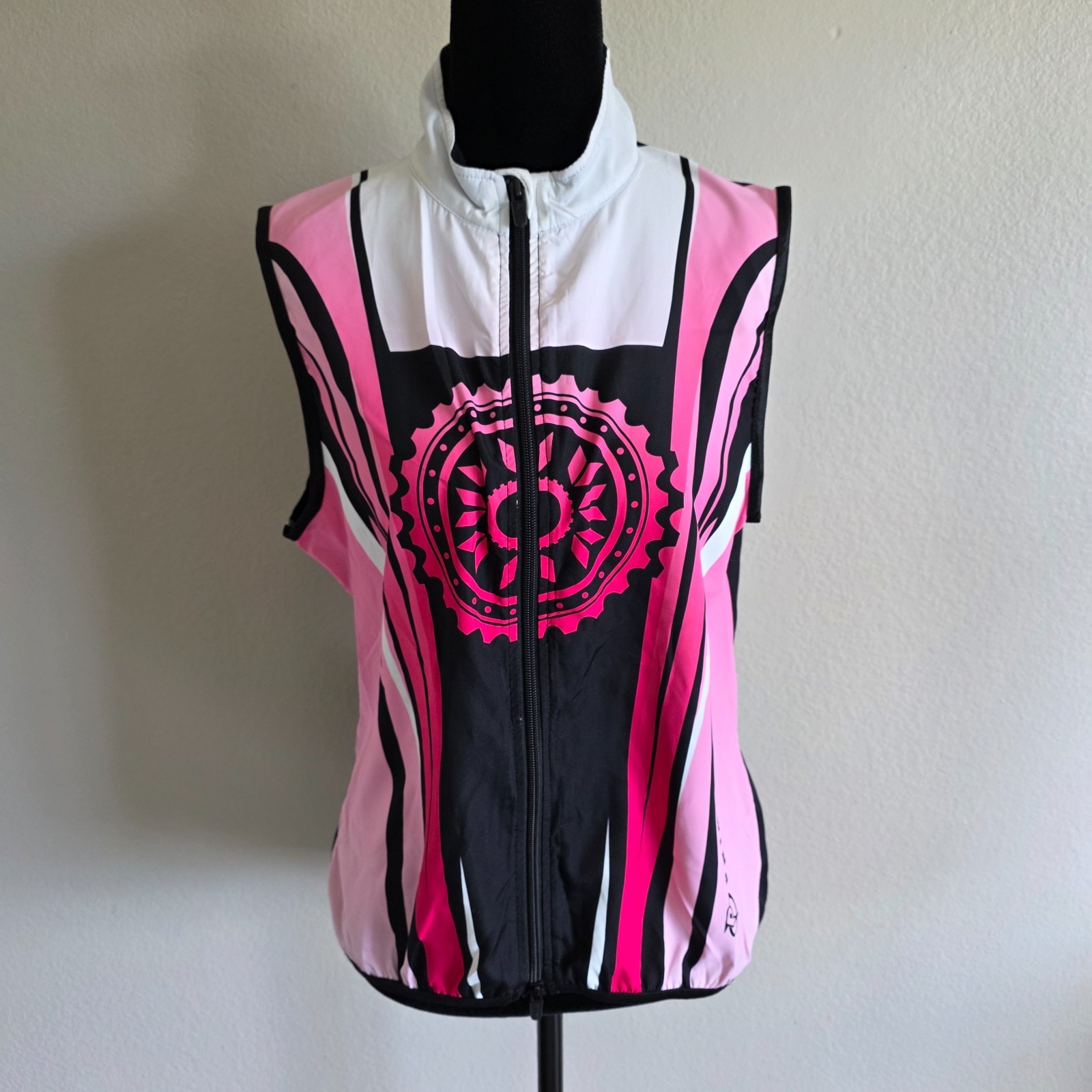 Primal Women’s Cycling Jersey Full Zip Bright Pinks Black Sleeveless Size M