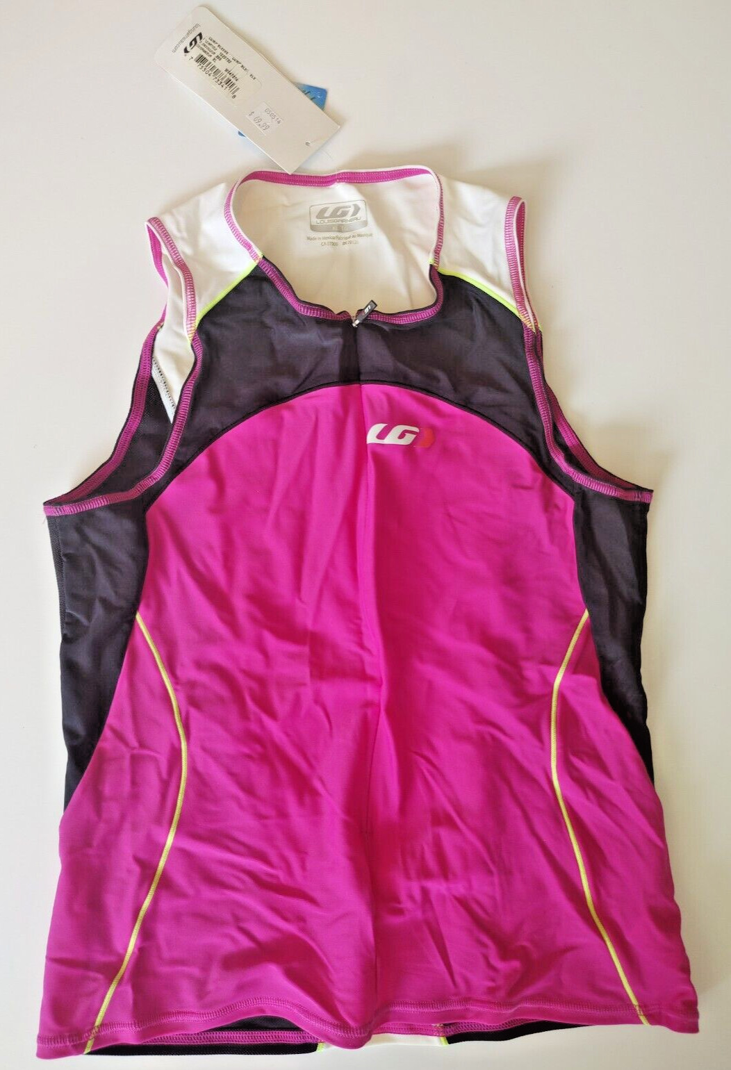 Louis Garneau Comp Sleeveless Women’s Pink Black White Green Cycling Jersey XL