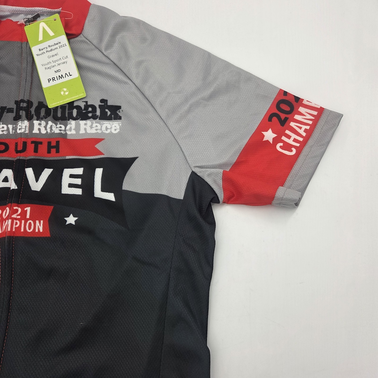 NWT Primal Wear Youth Medium Cycling Jersey 2021 Champion Gravel Red Gray Black