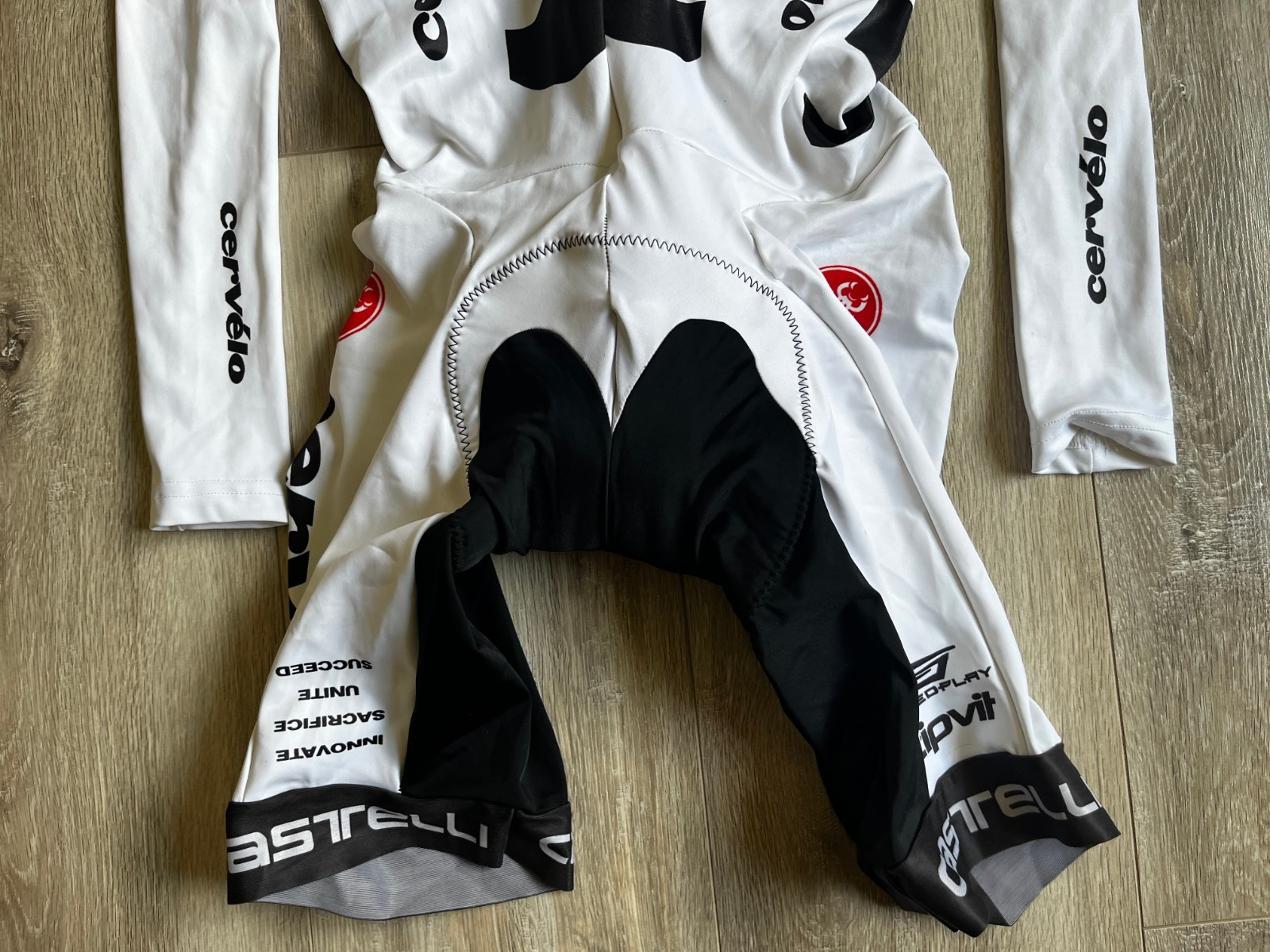 Cervélo TestTeam Cycling Skinsuit Speedsuit Cycle Suit White Long Castelli S