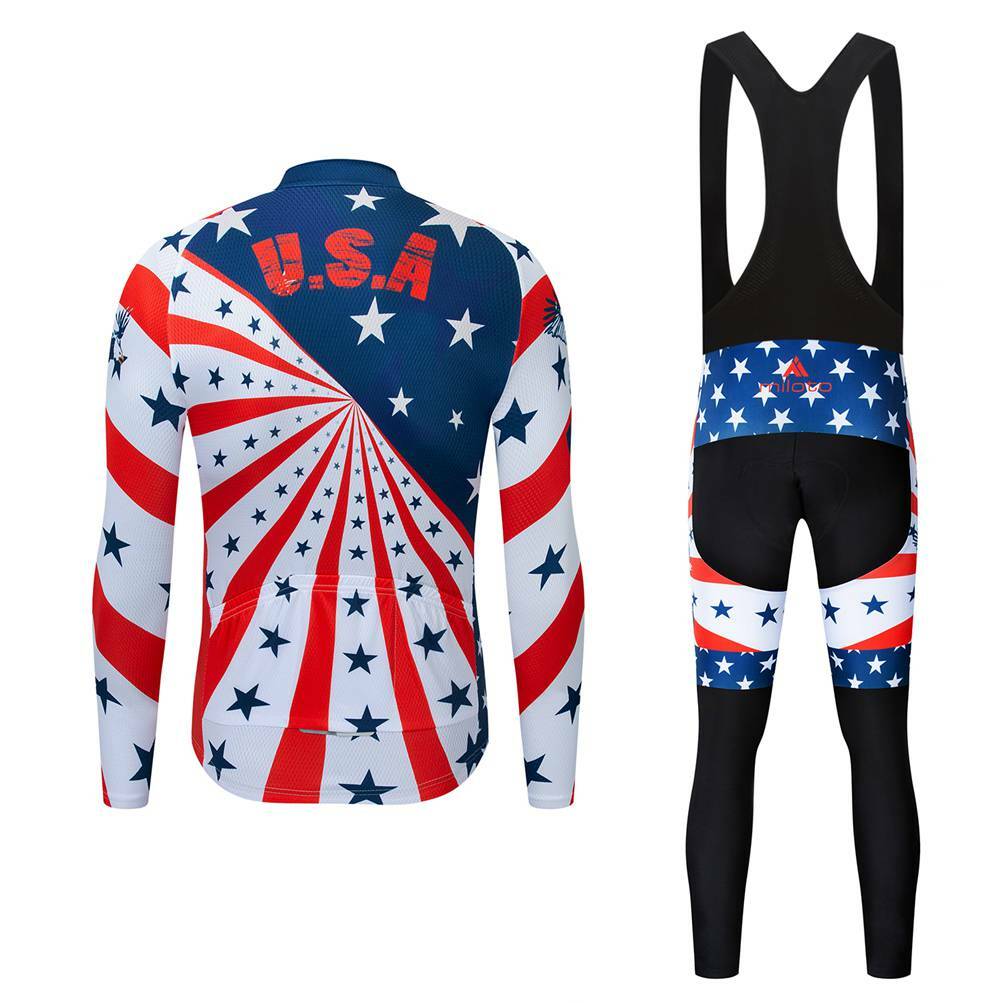 Miloto Team Cycling Clothing Long Sleeve Cycle Jersey and Padded (Bib) Pants Kit
