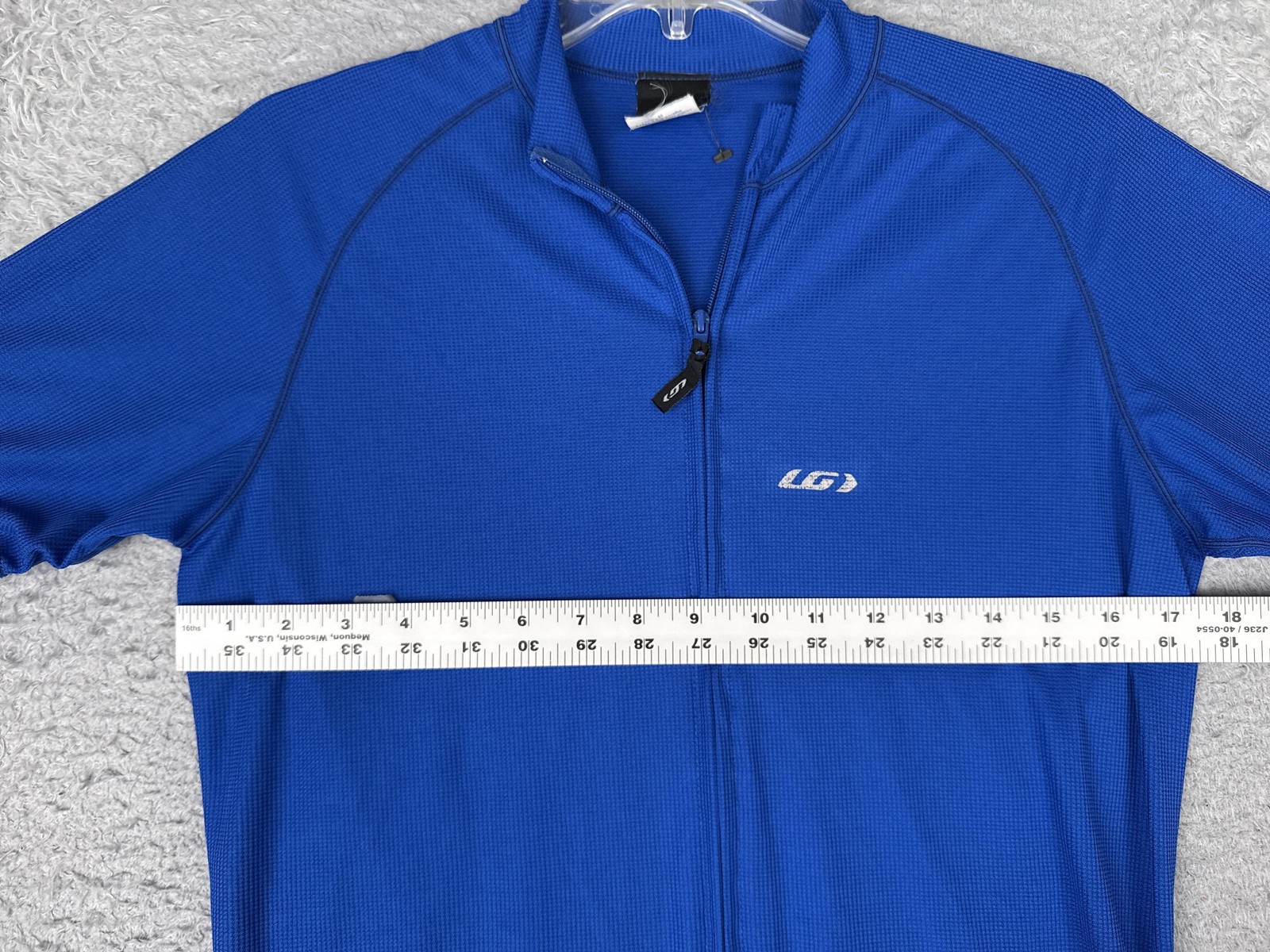 Louis Garneau Cycling Jersey Mens Medium Blue Full Zip Reflective Pockets Top