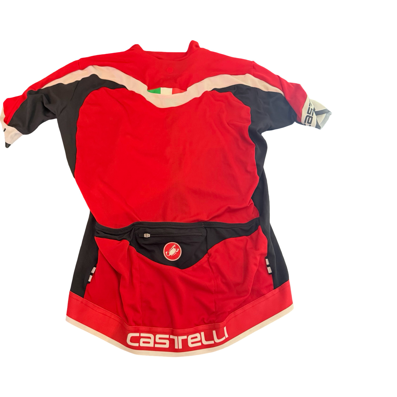 Castelli Men’s Red and Black Full Zip Short Sleeve Cycling Jersey