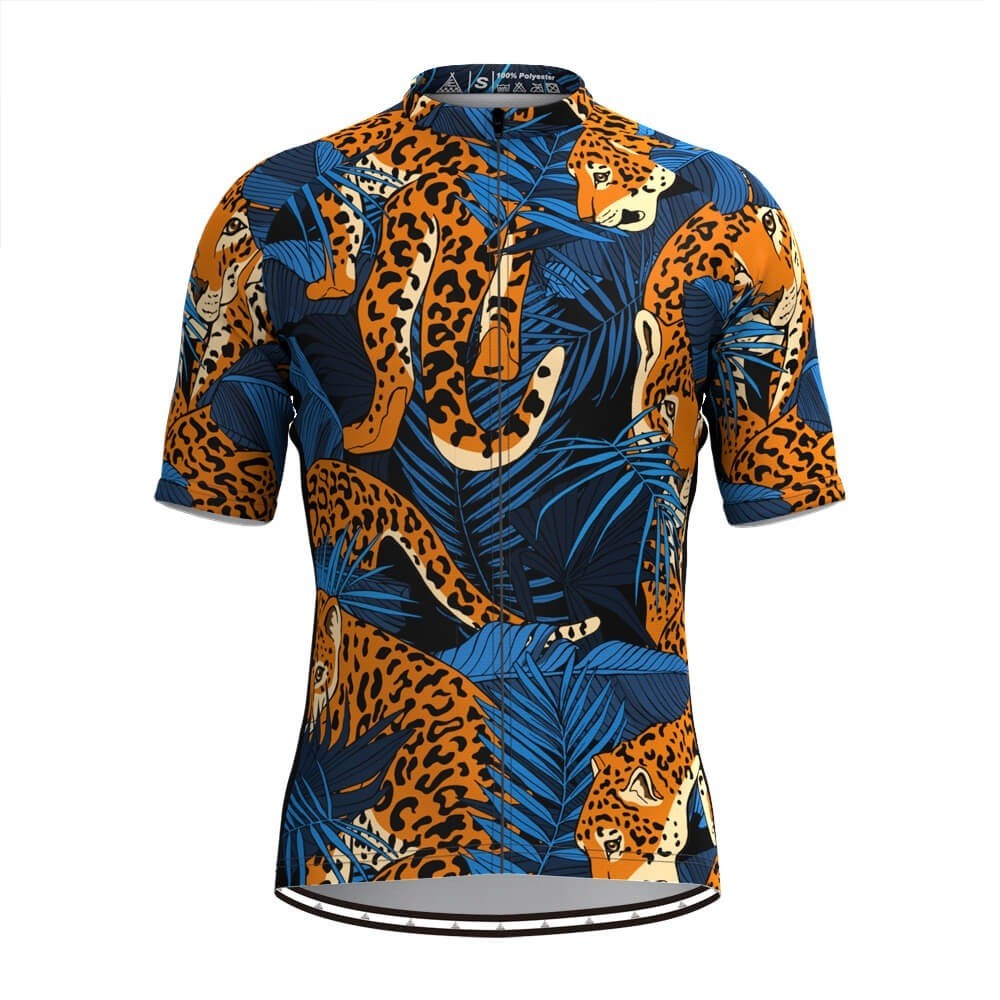 Freestyle Zip Cycling Jersey Mens 2X Jaguar Leopard Tropical Hawiian Breathable