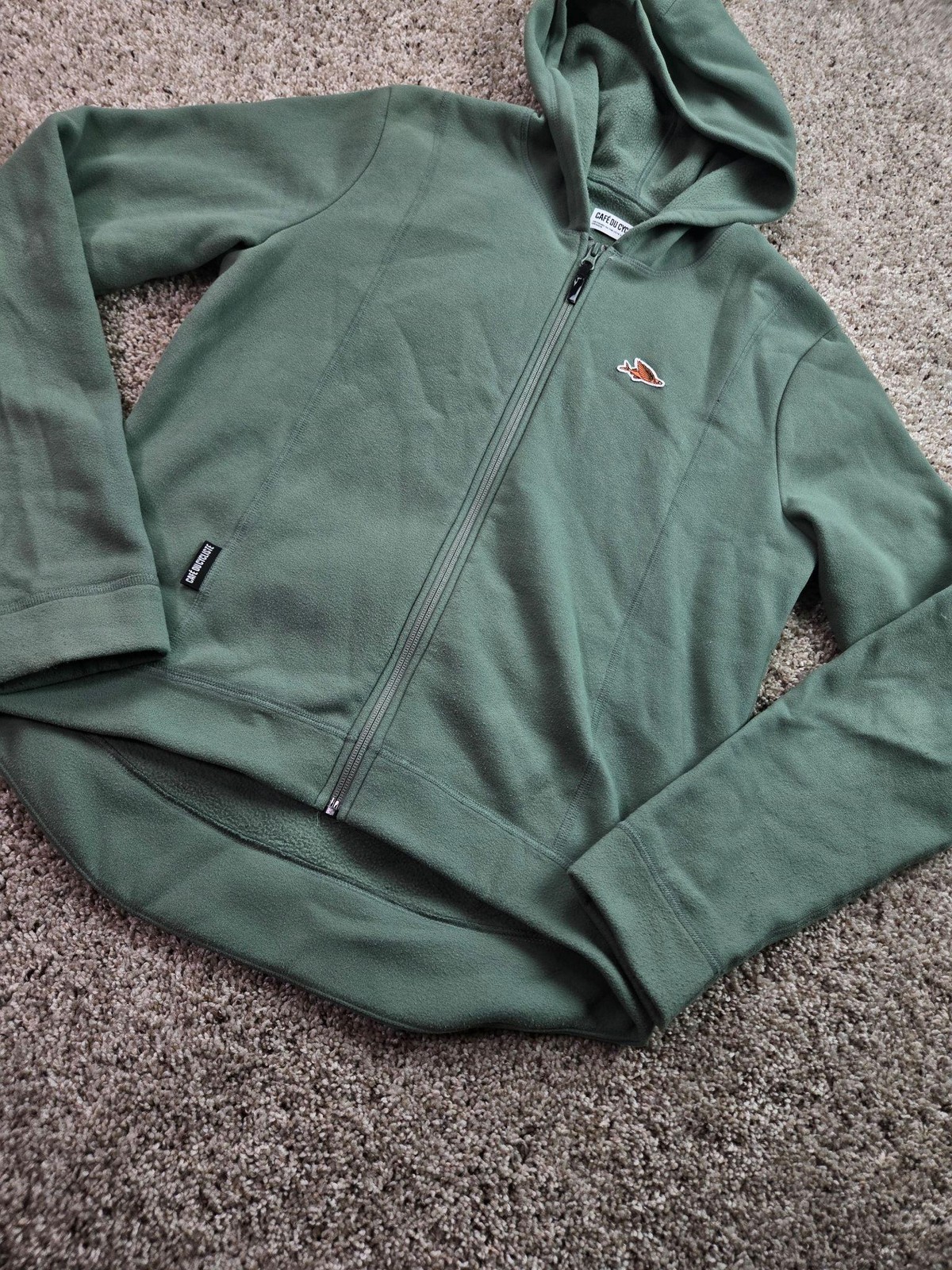 Cafe Du Cycliste Apolline Cycling Jersey Adult Large Green Full Zip Fleece