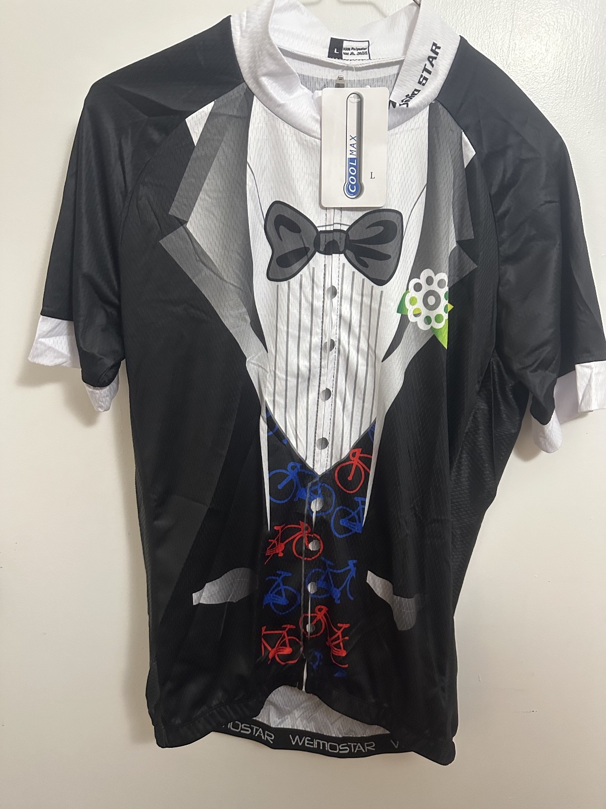 Weimo Star Cool Max Tuxedo Short Sleeve Cycling Jersey Men L Cycles on Bottom