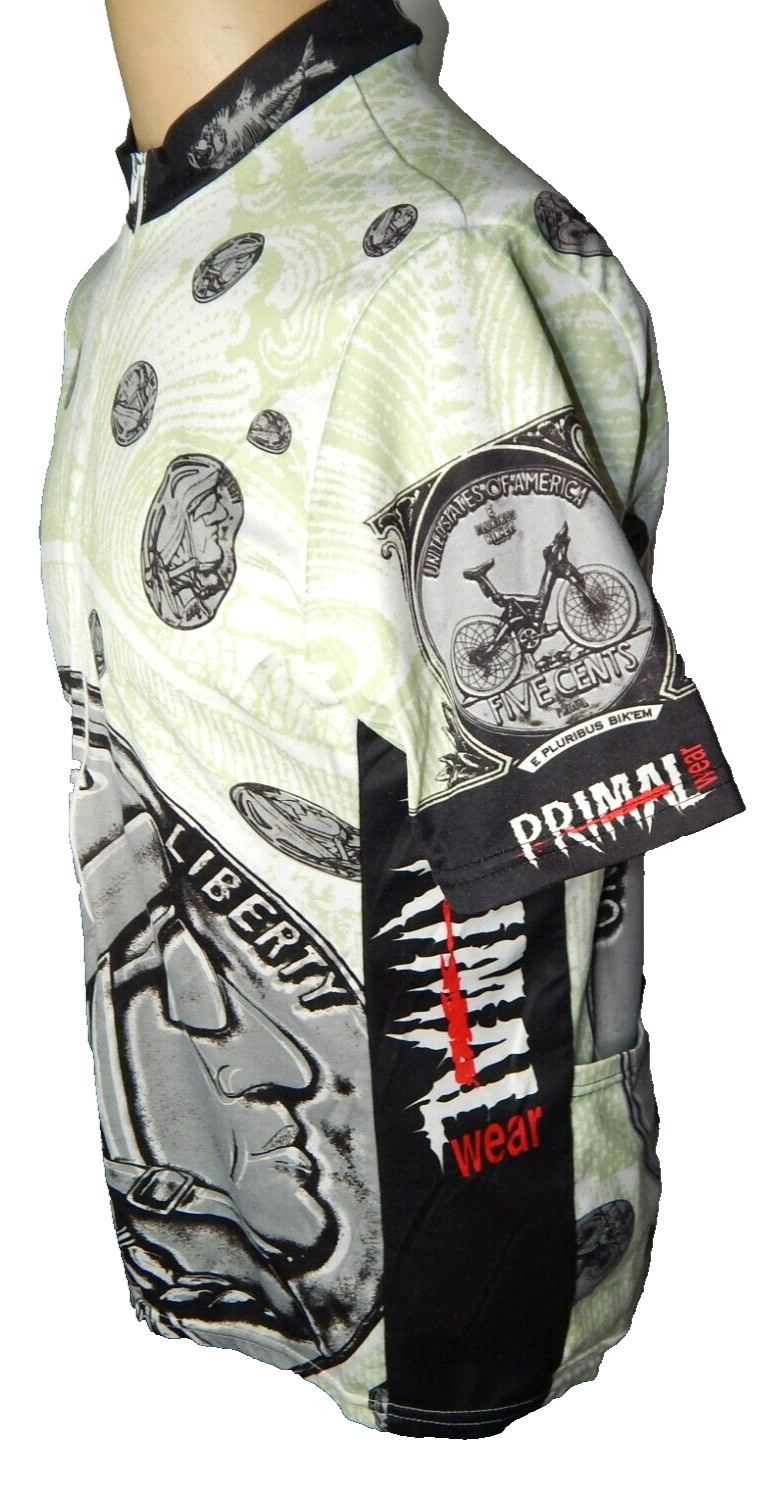 vtg 90s PRIMAL WEAR Heads I Win Short Sleeve Half Zip Cycling Jersey men’s L