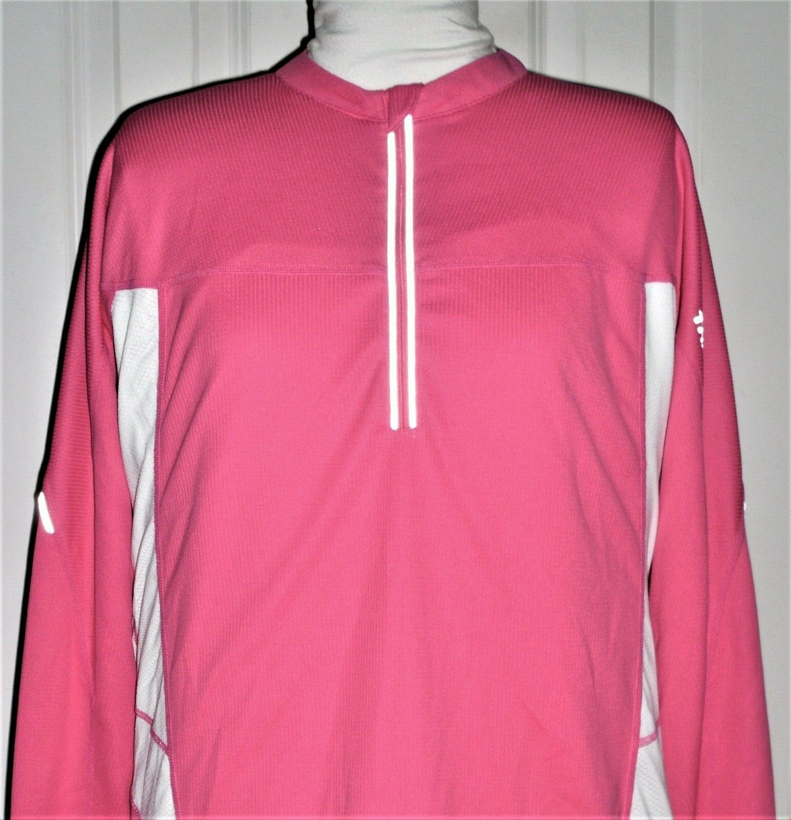 TRAYL WOMEN’S 1/4 ZIP CYCLING JERSEY JACKET REFLECTIVE PINK & WHITE SIZE XL
