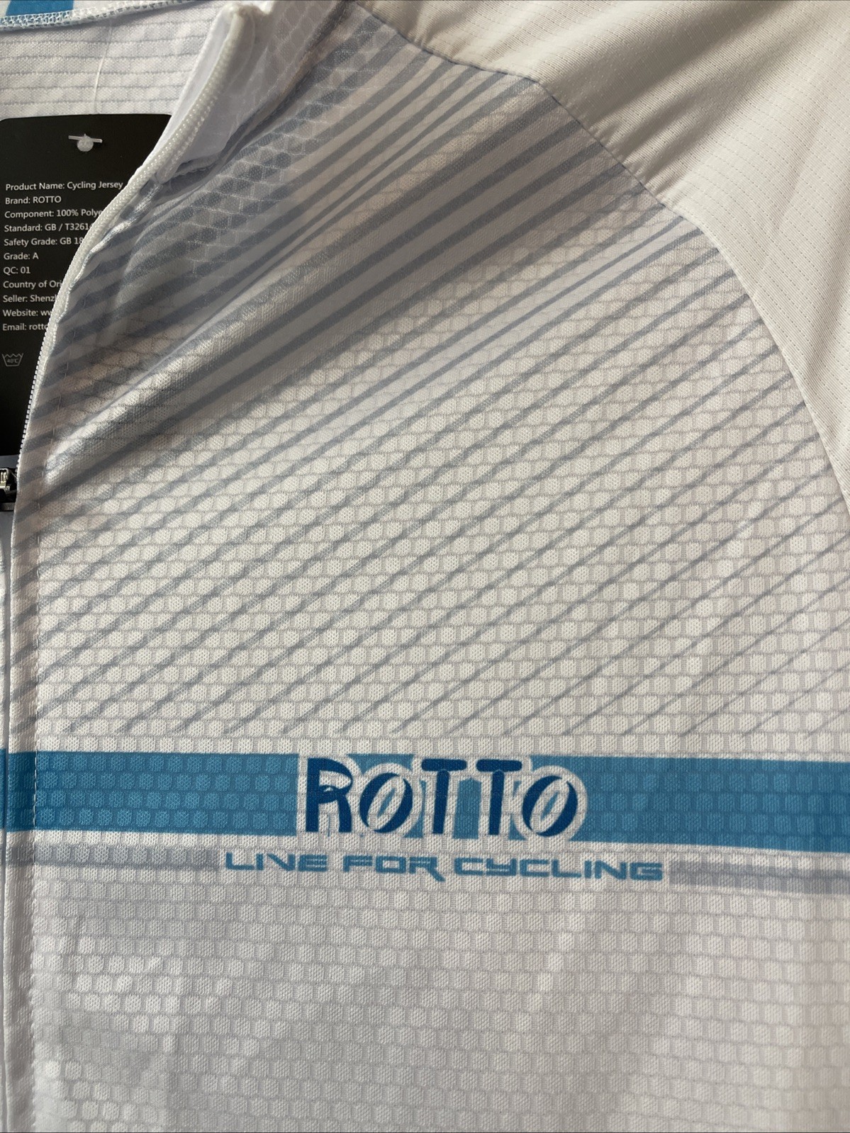 Rotto Line For Cycling Mens 2xl White Elastic Full-Zip Cycling Jersey NWT! M1396