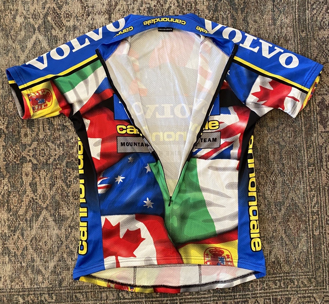 VTG 90s Cannondale Mountain Bike Race Team USA Flag Volvo 3/4 Zip Jersey SZ L