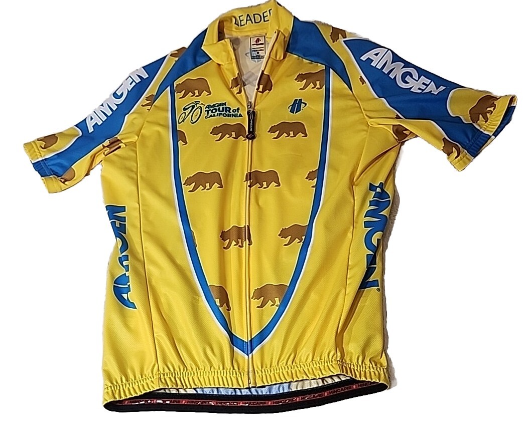 Bicyling Jersey Shirt Mens Small Racing Touring California Bear Amgen Hincapie