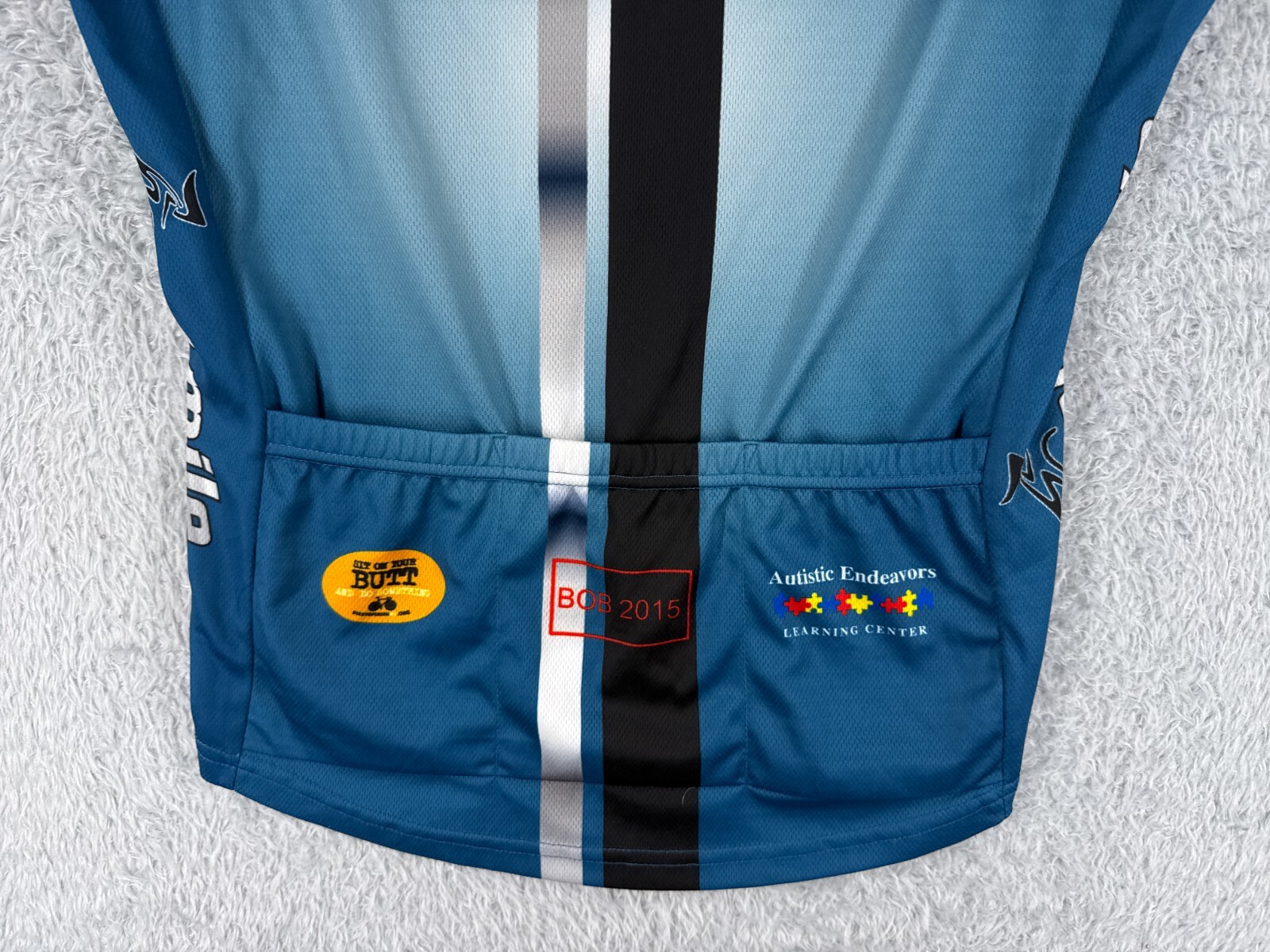 Primal Cycling Jersey Women Medium Blue White Full Zip 100% Polyester Pockets