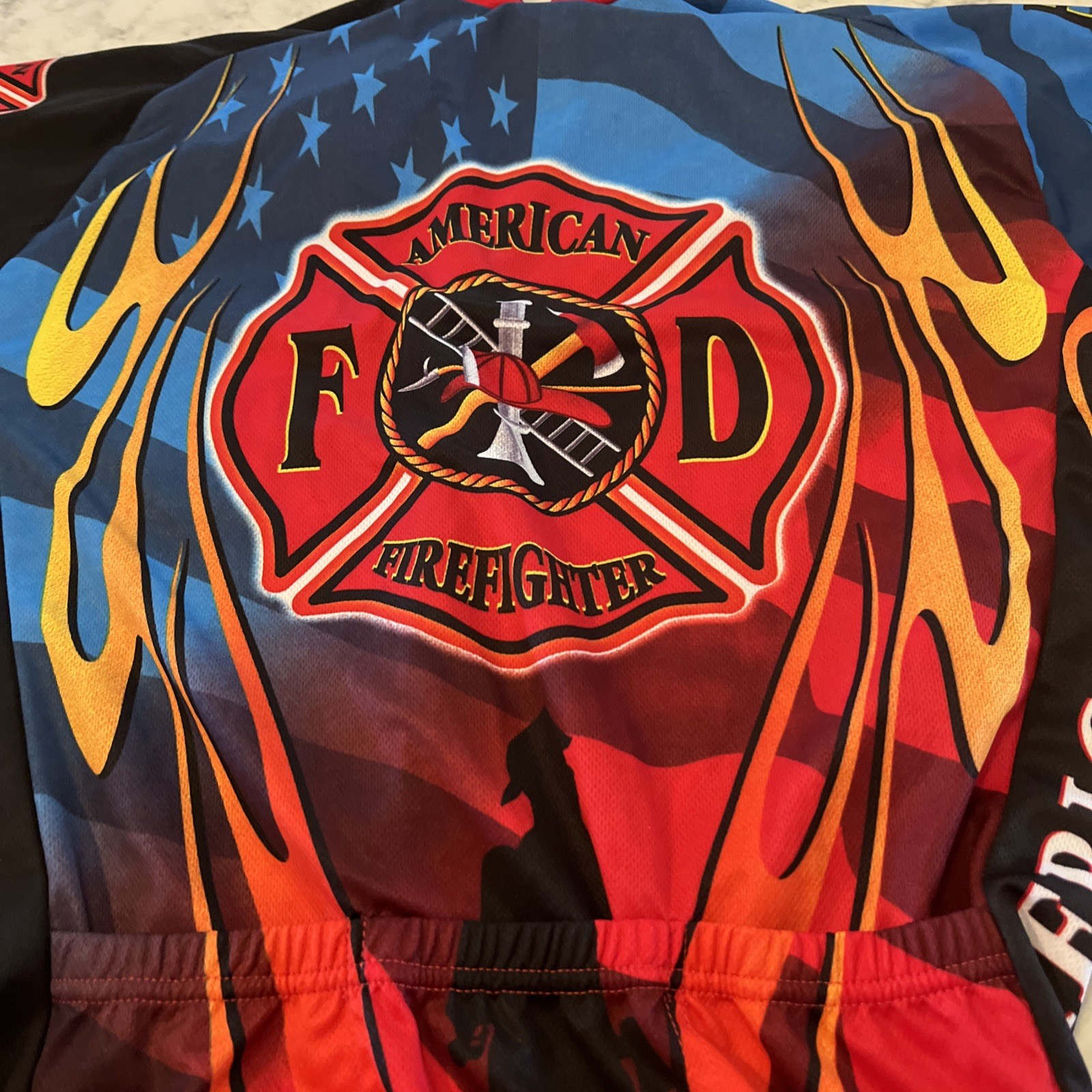 American Firefighter Bicycling Cycling Jersey Mens Size L By World Jersey