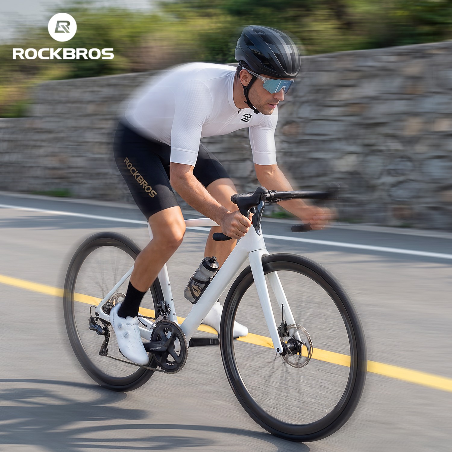 ROCKBROS Men Cycling Jersey Breathable Slim-Fit Short-Sleeve Jersey Quick-Drying