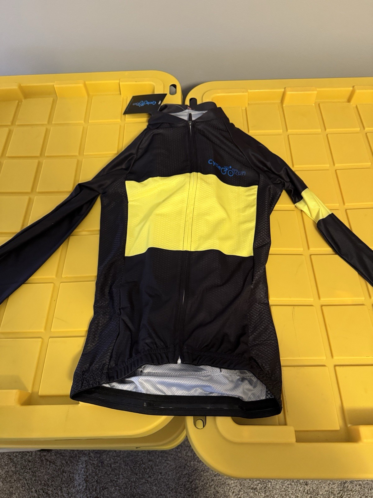 Cycle-Run White Full Zip Long Sleeve 100% Polyester Athletic Cycling Jersey XS