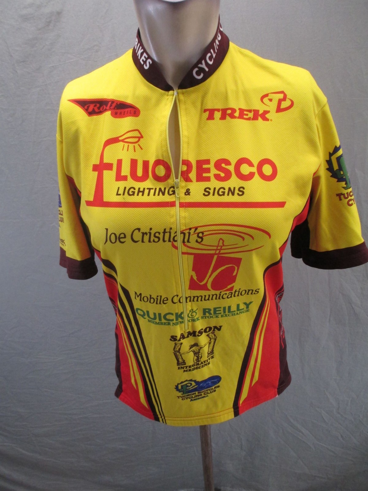 VOmax Size M Mens Multicolor Logo Cycling 1/2 Zip Stretch Short Sleeve Top 776