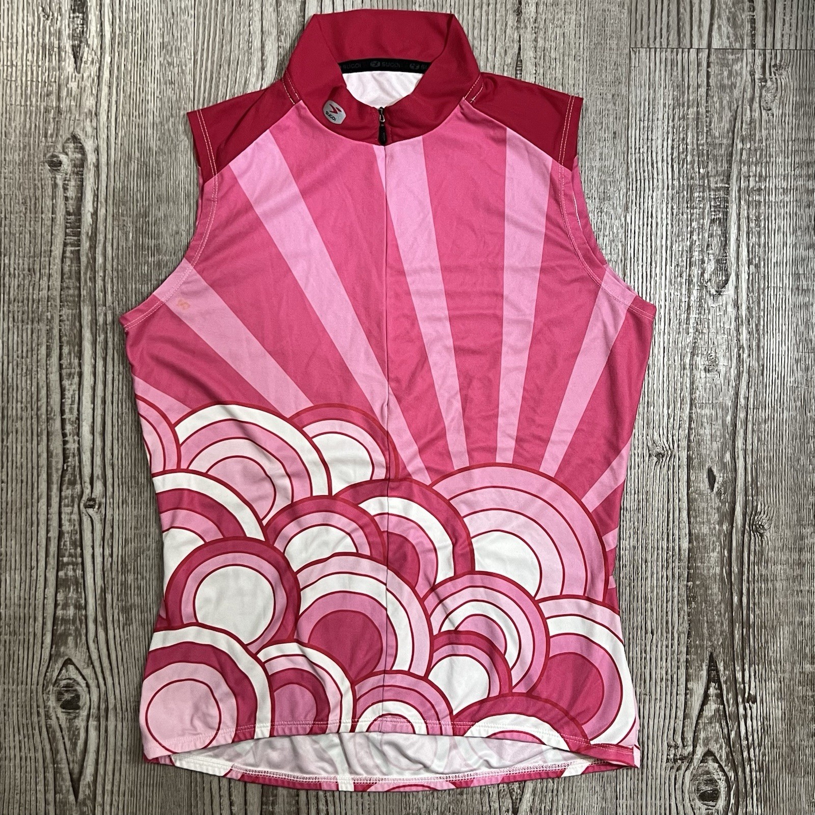 Sugoi Cycling Jersey Womens Medium Pink White Tank Size Sleeveless