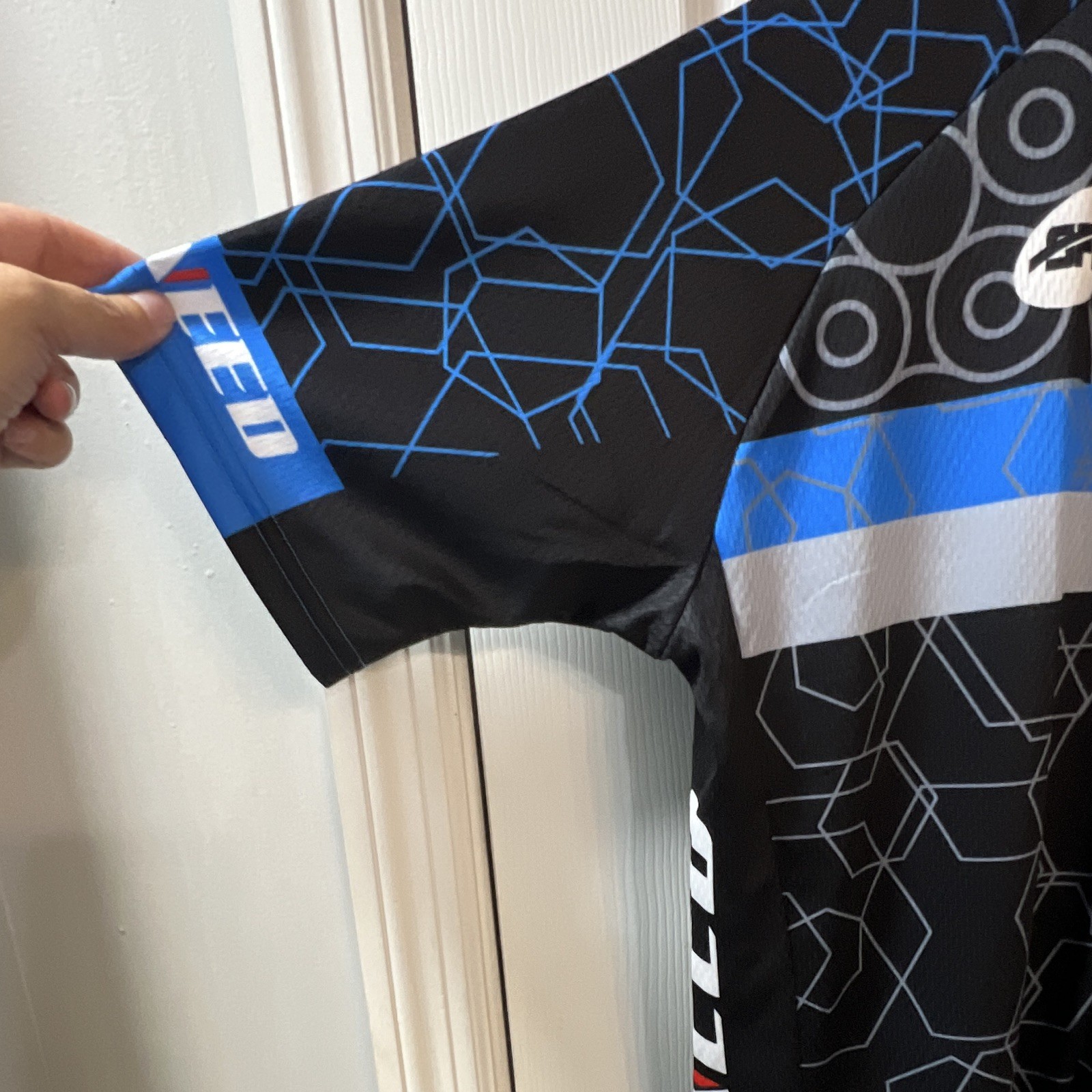 SPONEED Men’s Cycling Jersey 2XL Black/Blue/Gray Short Sleeve Full Zip Pockets