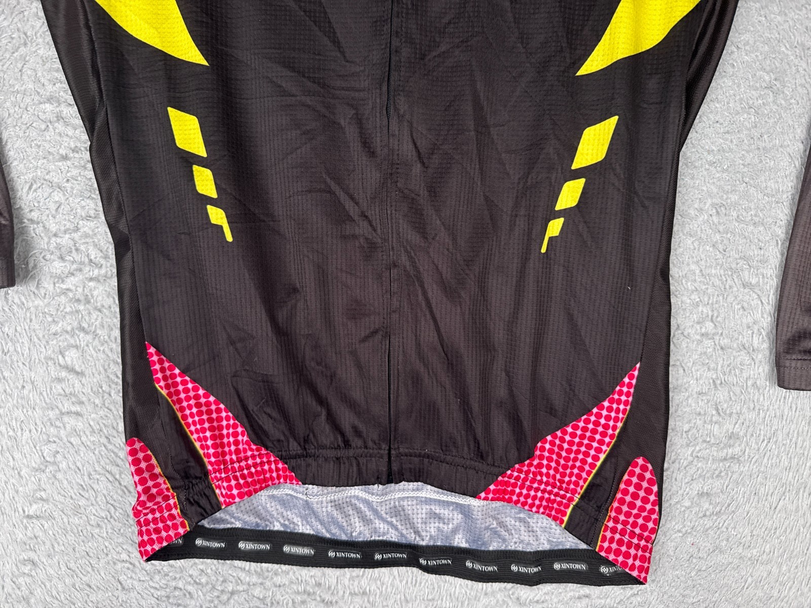 Xintown Cycling Jersey Adult Large Black Pink Yellow Full Zip Long Sleeve Poly