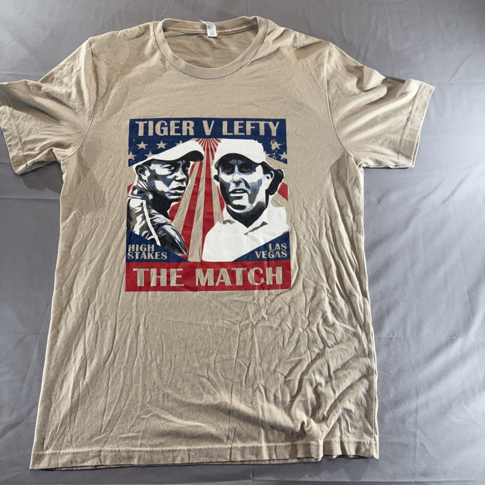 Tiger V Lefty Size Large Tiger Woods Versus Phil Mickelson T Shirt The Match.