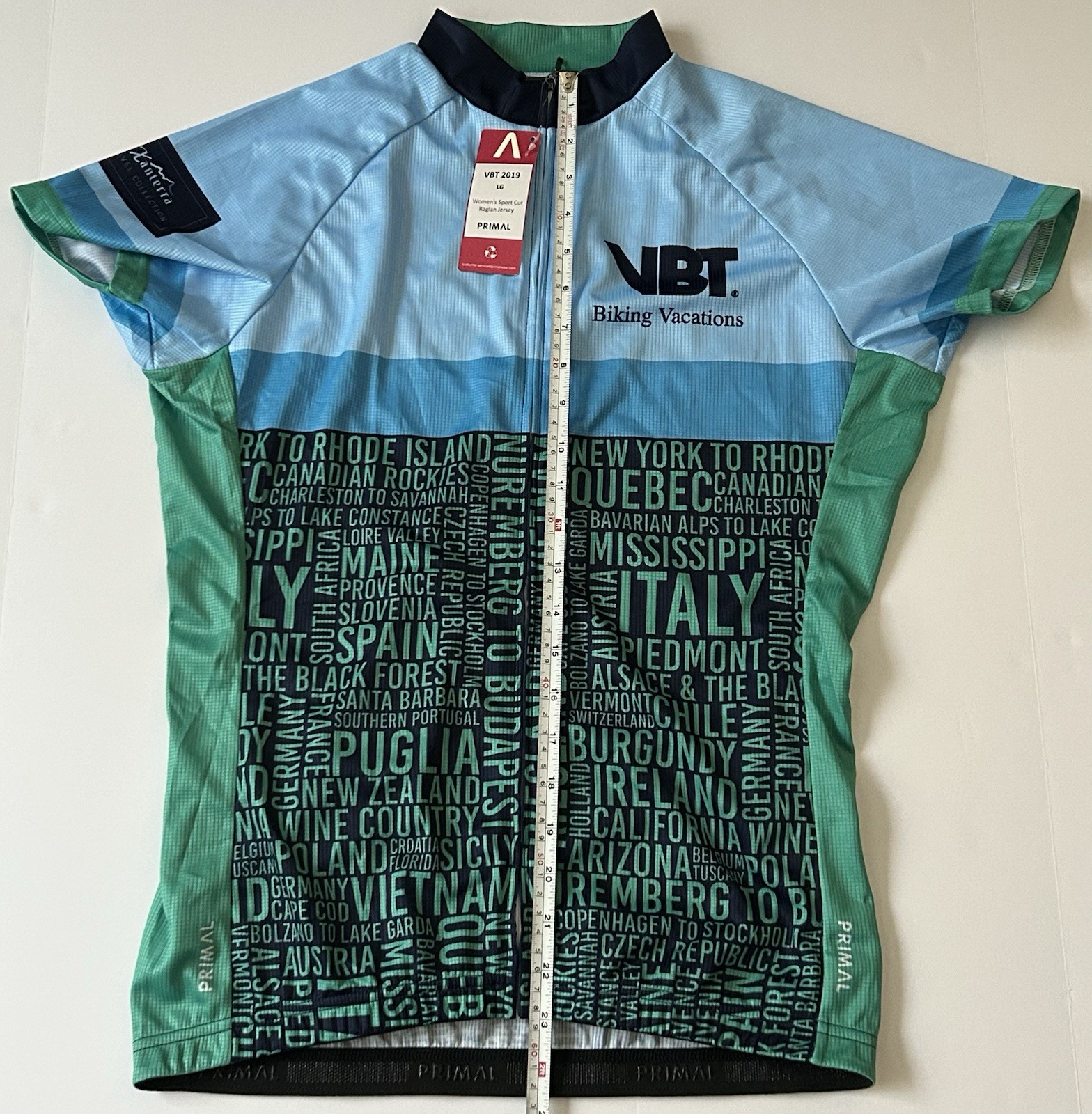 Primal Women’s L Full Zip Short Sleeve Cycling Jersey VBT Biking Vacations – NWT