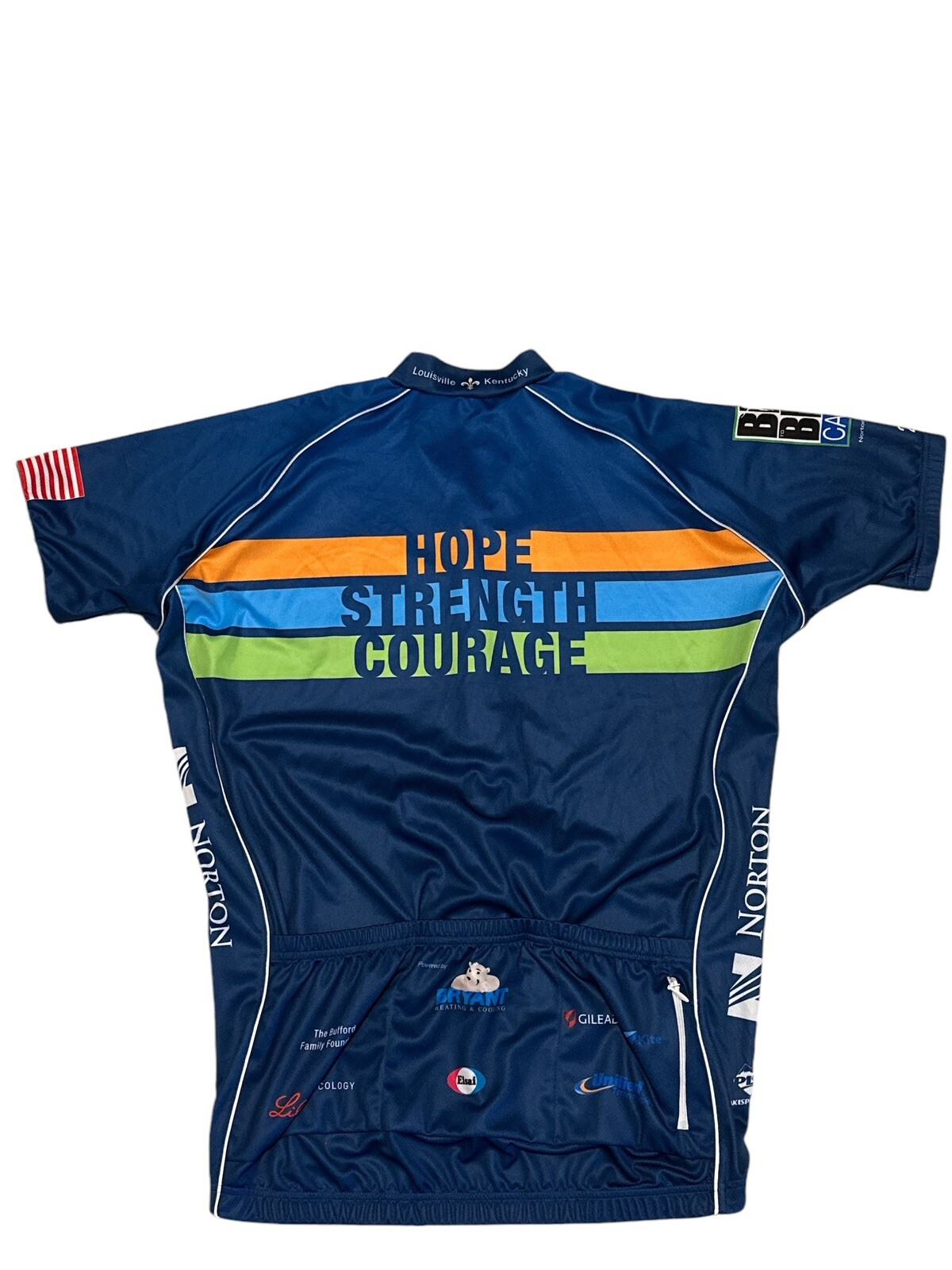 Peak 1 Sports Cycling Jersey SizeL “Bike To Beat Cancer 15Yrs” Norton Healthcare