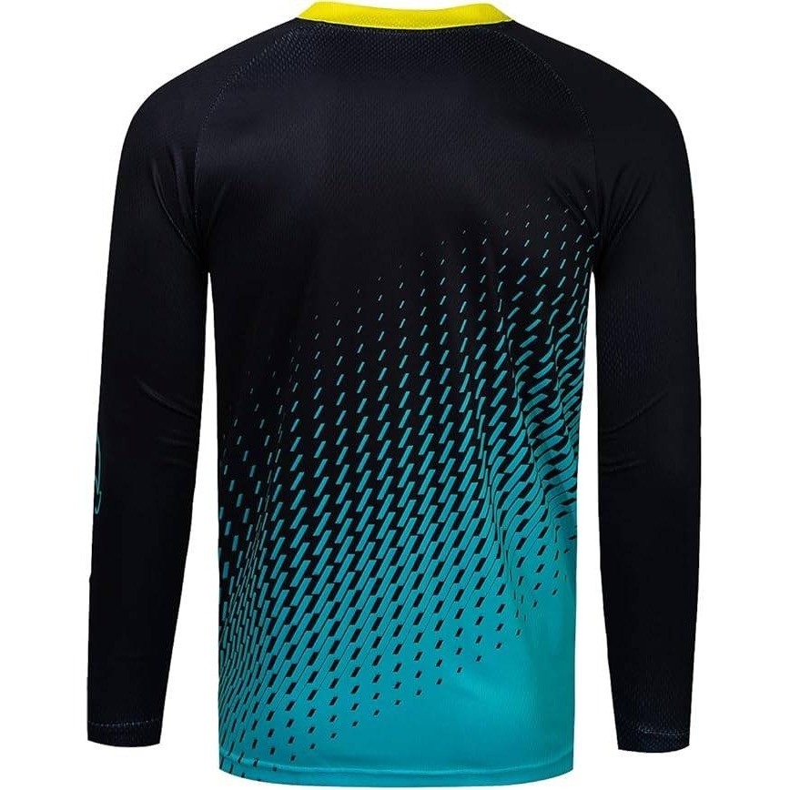 JPOJPO Mens Cycling Jersey Long Sleeve Black Teal Gradient Mesh Size M NEW