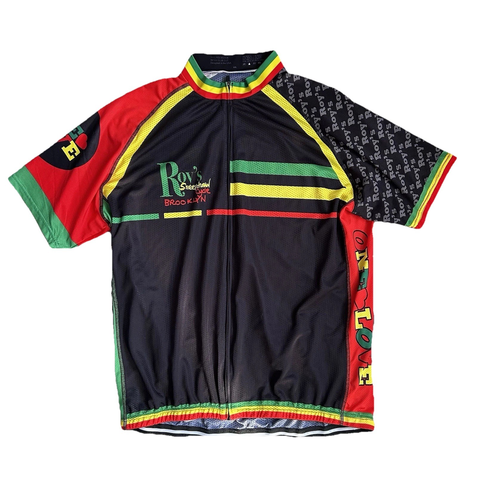 Roy’s Sheepshead Cycle One Love Cycling Jersey XXL GUC RED YELLOW GREEN BLACK