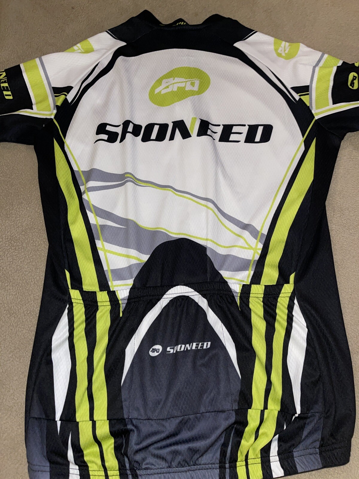 Cycling 2 Pc Set Bib Padded Shorts & Zip Jersey Black Green Sponeed Sz XL/XXL