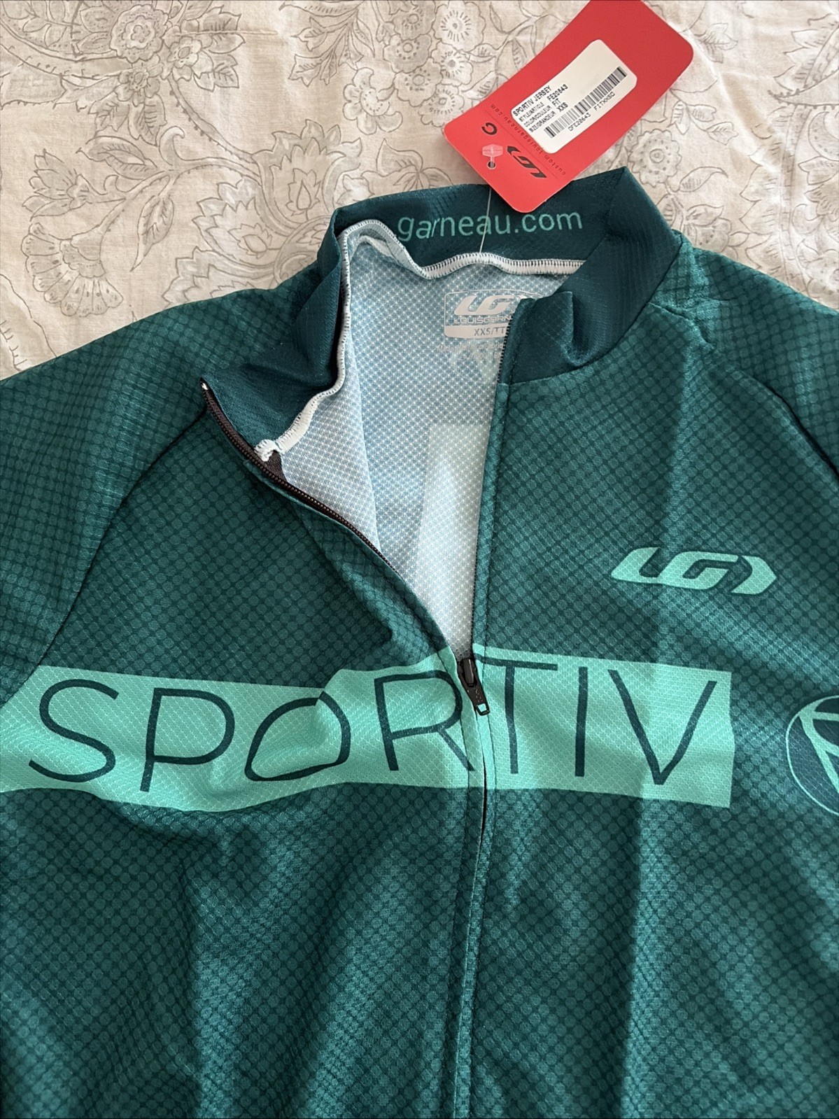 NWT! Men’s XXS LOUIS GARNEAU Full Zip Short Sleeve Cycling Sportiv Jersey Green