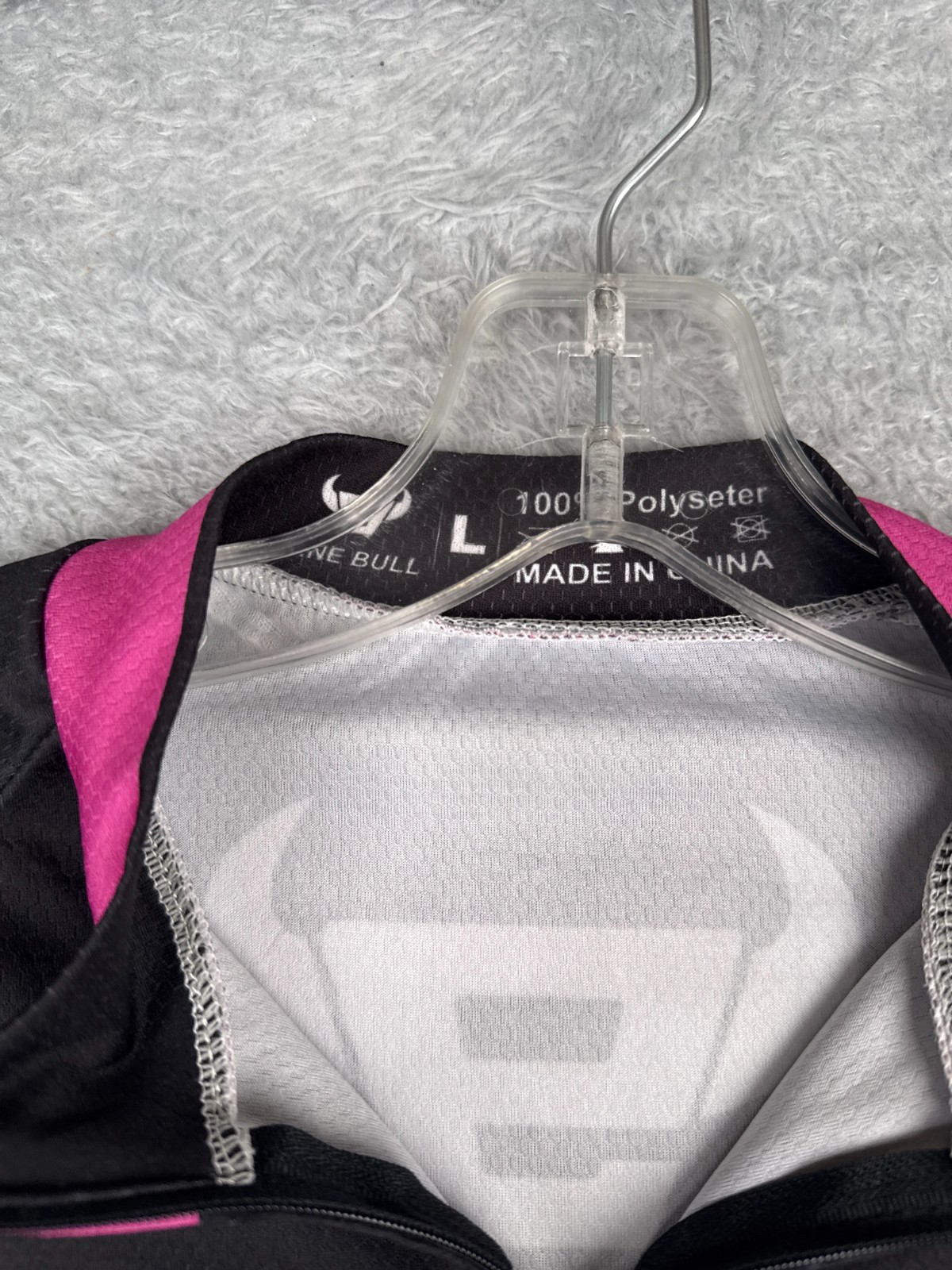 Nine Bull Cycling Jersey Adult Large Pink Black Blue Full Zip Short Sleeve Poly