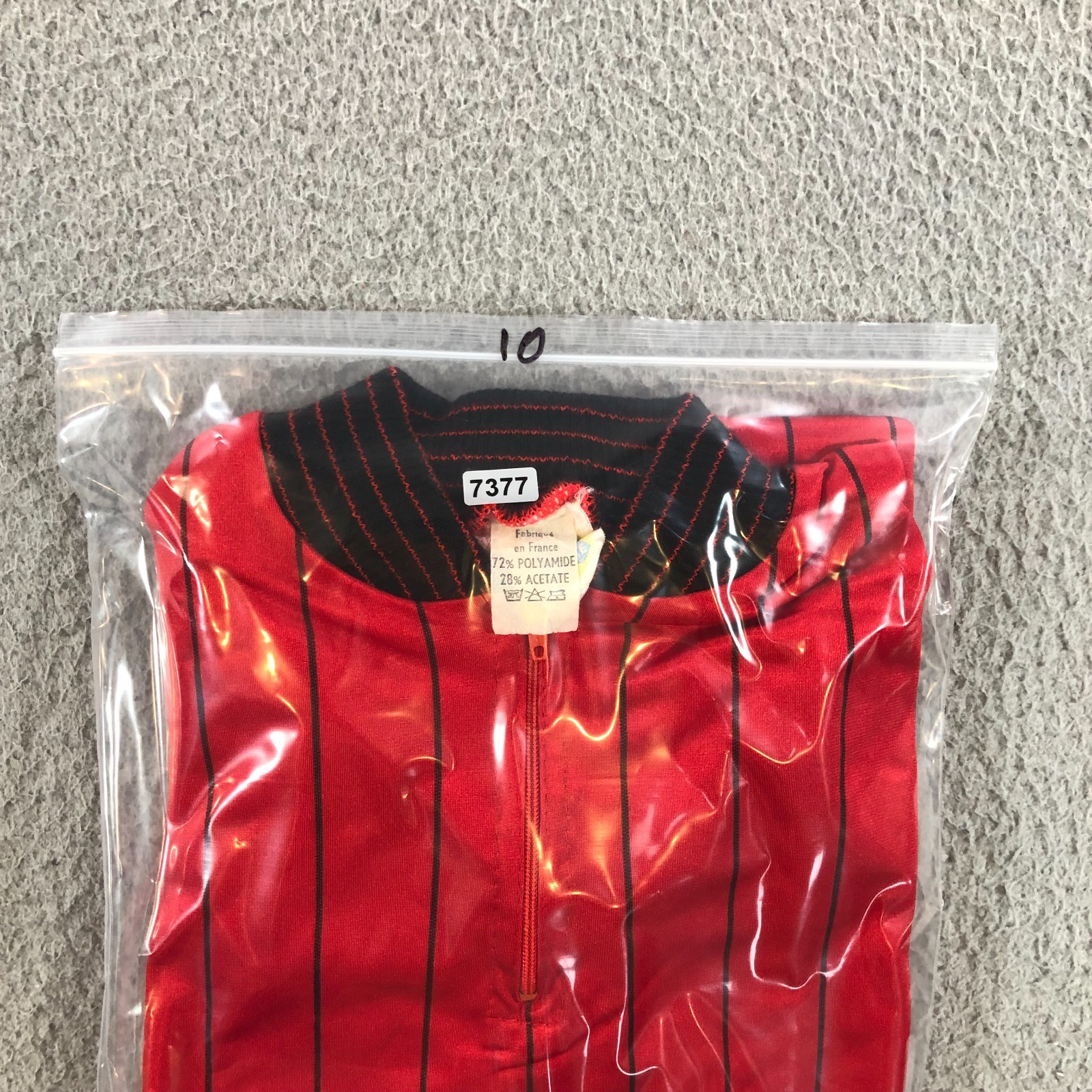 vtg tour de france bike jersey mens m red pin stripes long sleeve cooling pocket