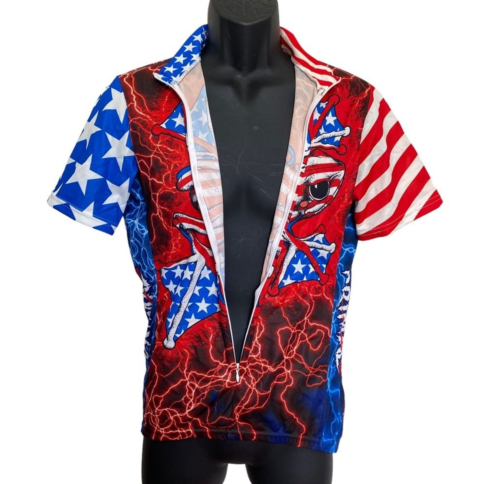 Primal Wear American Flyer Cycling Jersey Frog USA Stars & Stripes Sz M