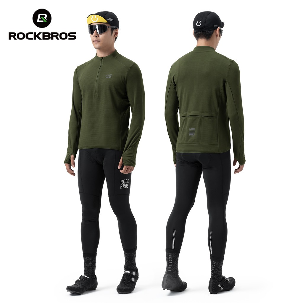 ROCKBROS Spring Autumn Cycling Jersey Windproof Fleece Long Sleeve Bike Shirt