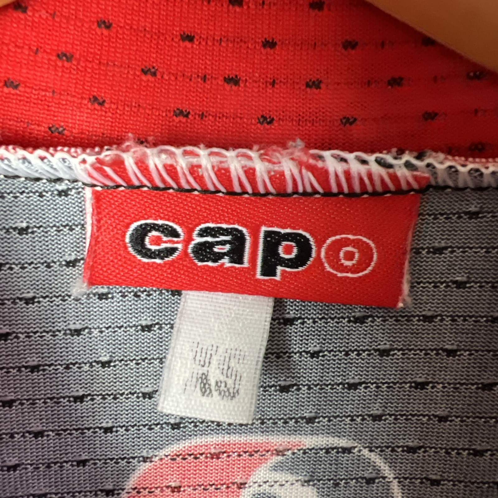 Capo Women’s Cycling Jersey XS Short Sleeve Black White And Red Back Pockets