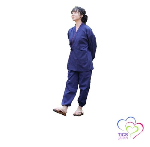 [Yurakuan] Women’s Samue (Japanese workwear) 100% Cotton Slightly Thin Navy Blue