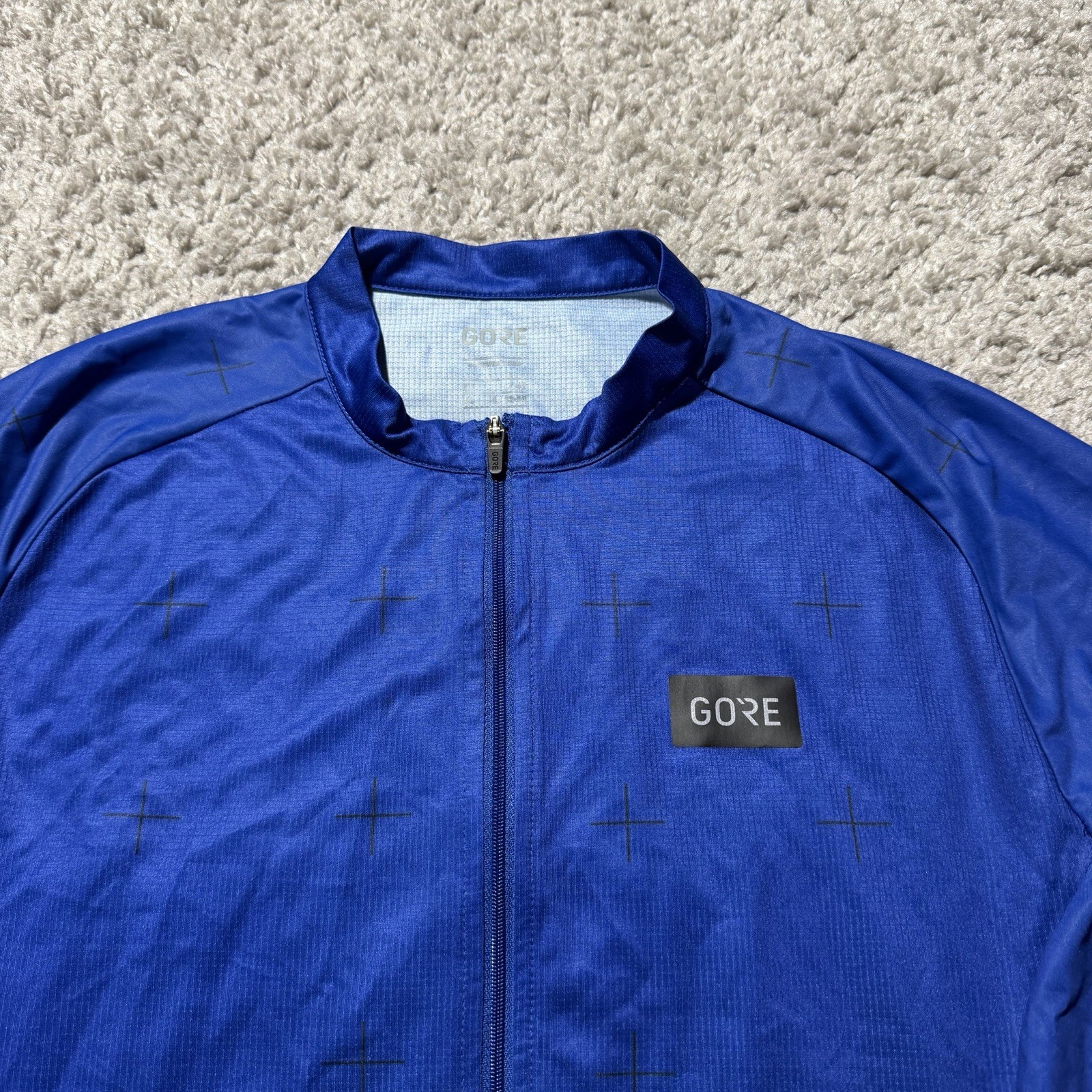Gore Cycling Jersey Womens Large Blue Full Zip Stretch Lightweight