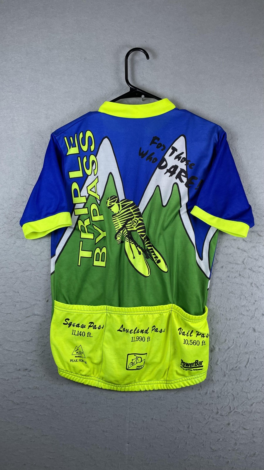Vintage Triple Bypass Team Evergreen Cycling Jersey Mens M 1995 USA 1/4 Zip
