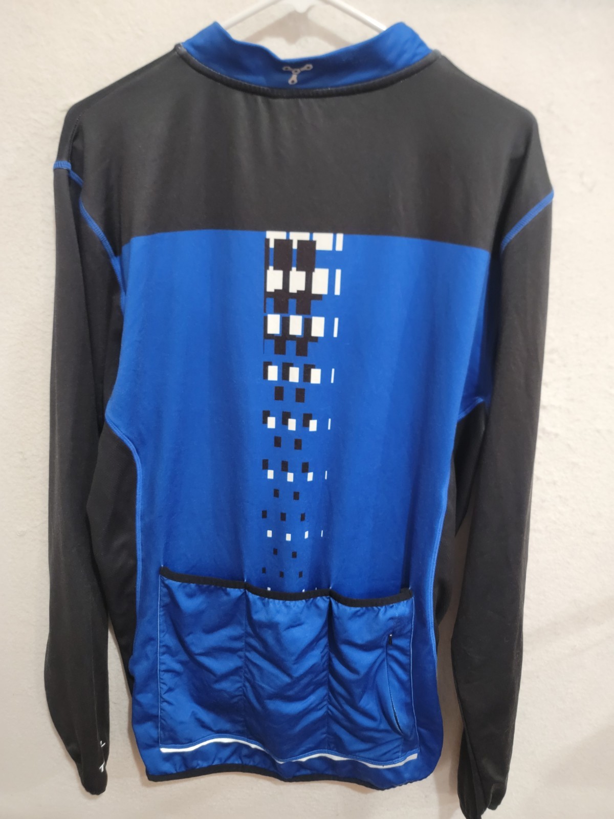 TRAYL Cycling Jersey XL Blue Black Full Zip Long Sleeve MTB Road Bike Graphic
