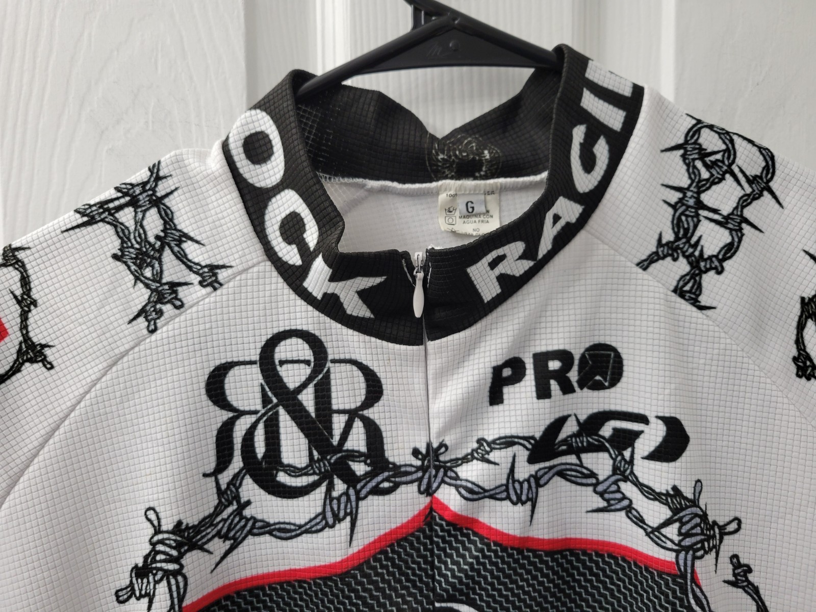 Rock Racing Cycling Mens XL Shirt Cadillac Skull White Black Red EUC