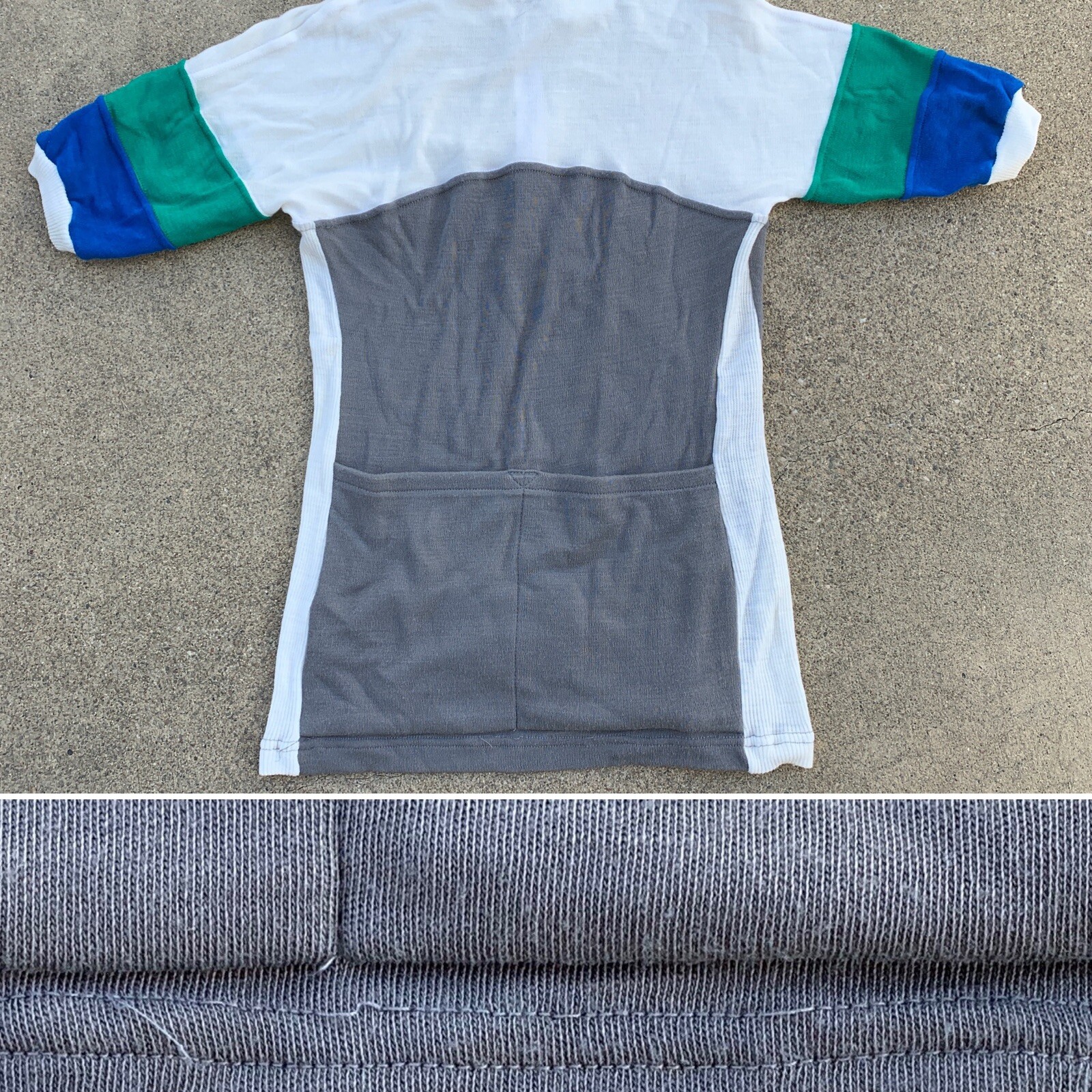 Vintage Sportif Cycling Jersey Color Block White Gray Blue Green XS or S ?