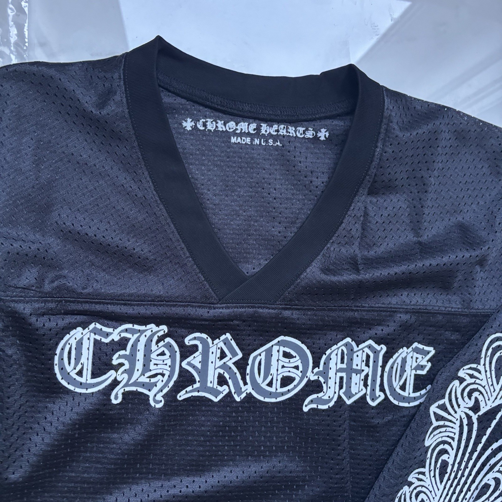 Chrome Hearts Black Long Sleeve Jersey mesh jersey size small