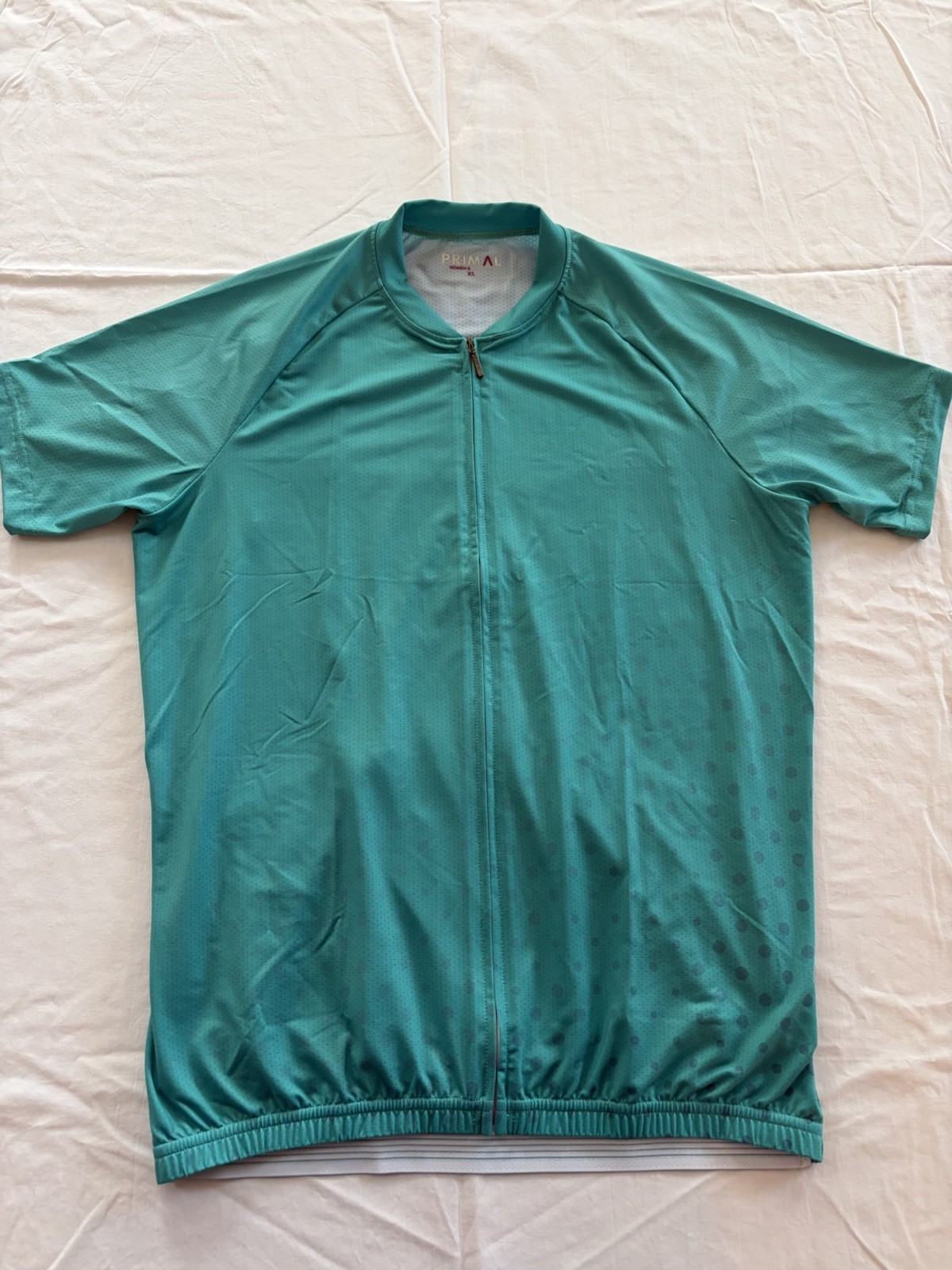 Primal Cycling Jersey Women’s Race Cut XL Teal Blue Dot Shirt Full Zip Race Fit