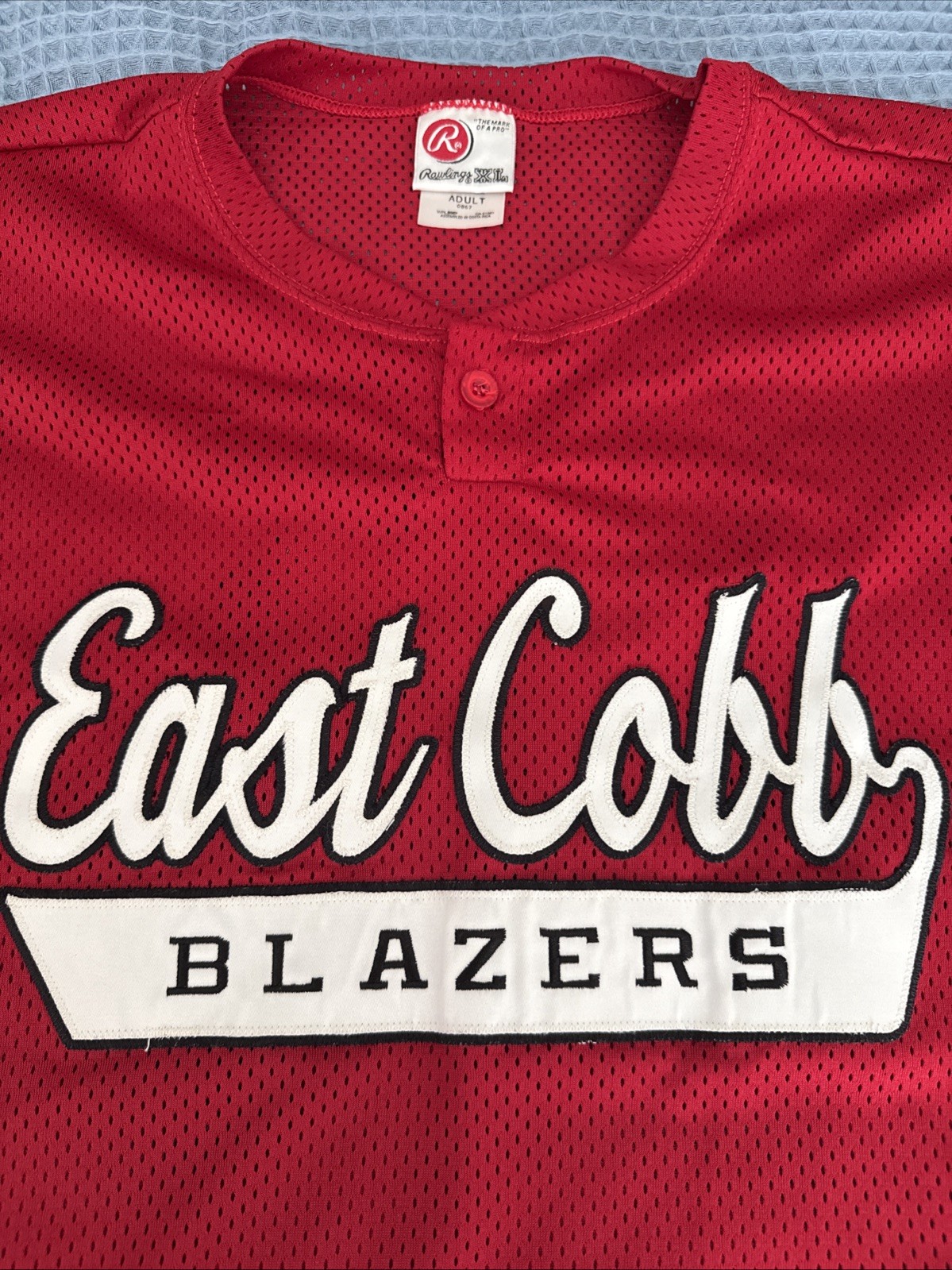 Rawllings East Cobb Jersey Men’s Red Size XL 100% Cotton Made In USA Vintage