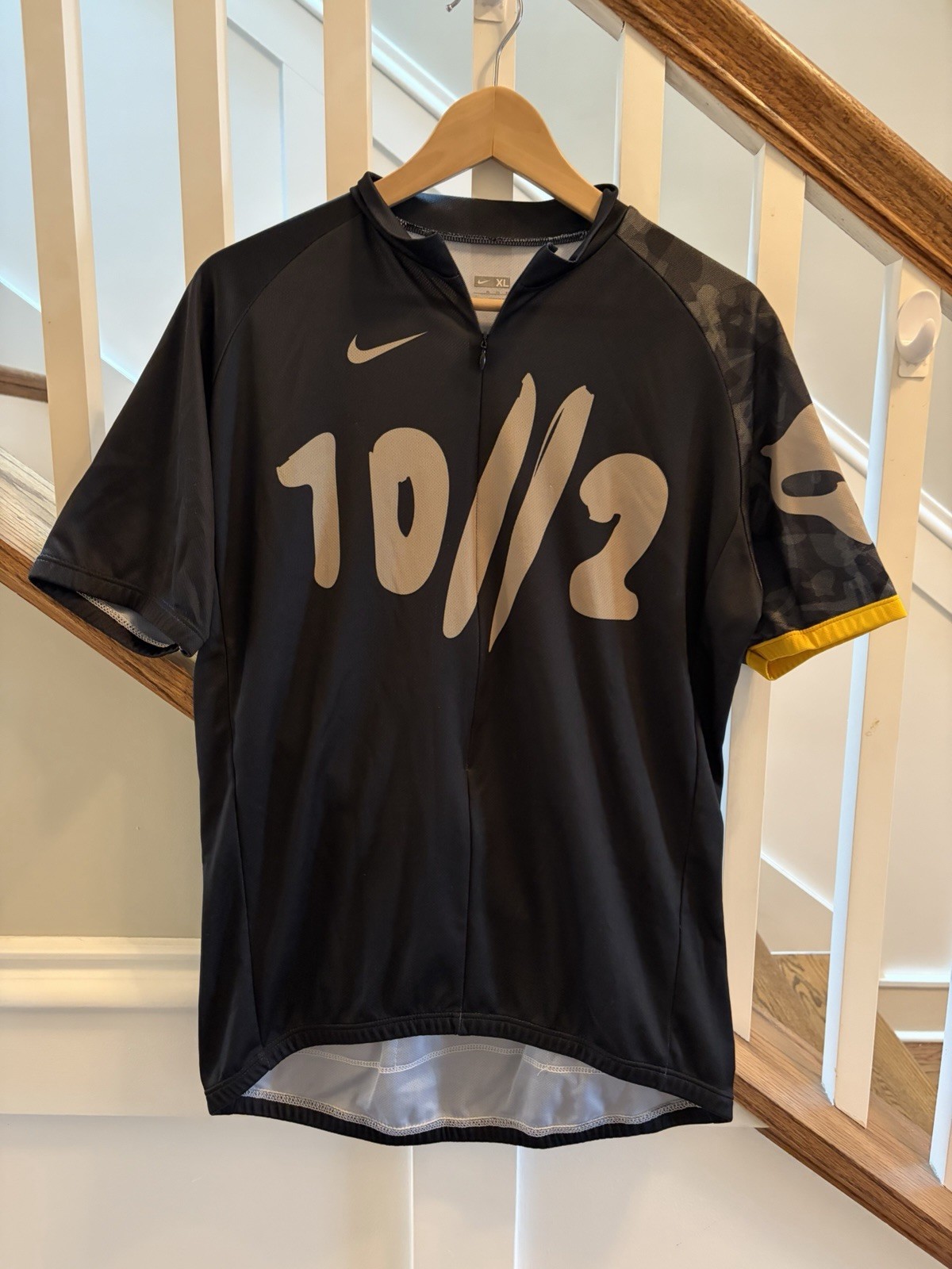 Nike Men’s Cycling Jersey XL Black/Gray/Yellow Graphic 1/2 Zip Pockets